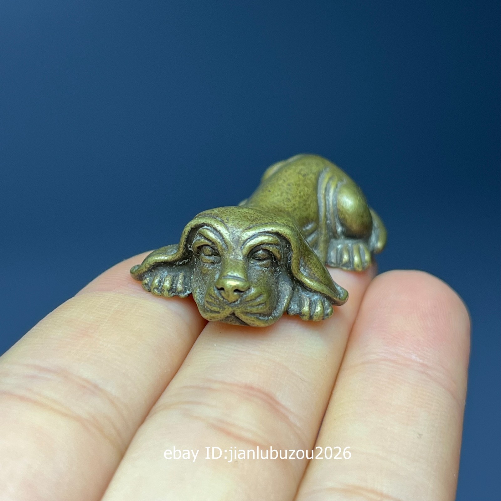 China Bronze Feng Shui Auspicious Lucky Pekinese Dog Pup Animal Statue A