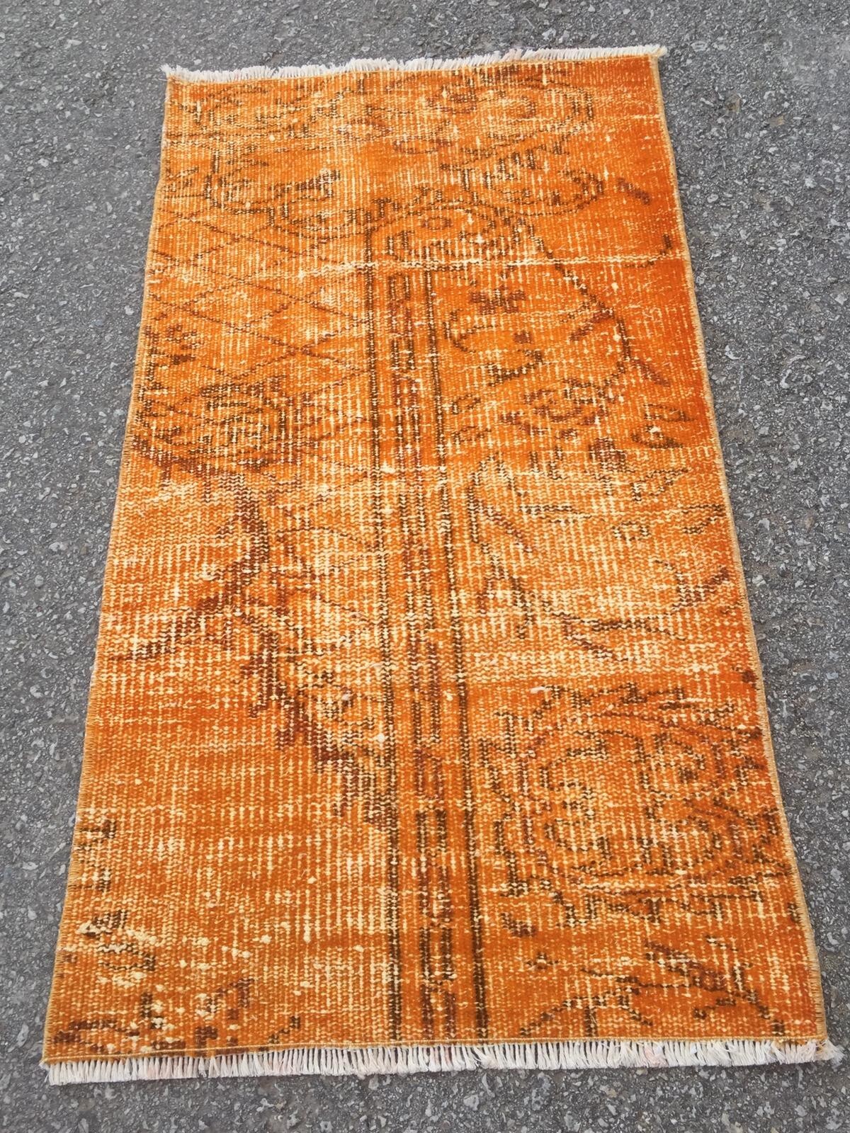 Antique Rug, 1.7×3.2 ft Rug, Entryway Decor, Vintage Area Rug, Door Mat,Bath Mat