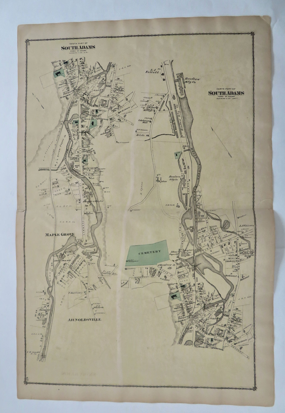 South Adams Berkshire County Massachusetts 1876 F.W. Beers detailed township map
