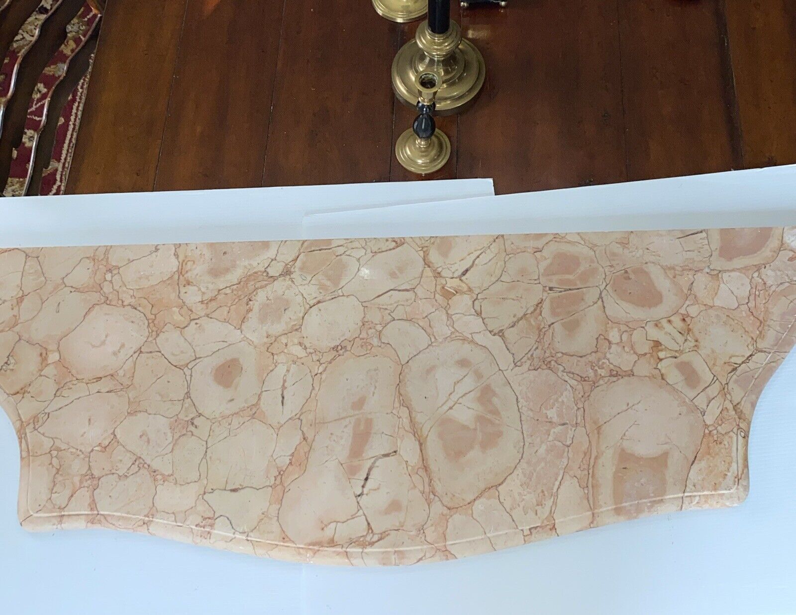 Antique Large Rose Marble Stone Top for Table / Bar Salvaged Reconstruction