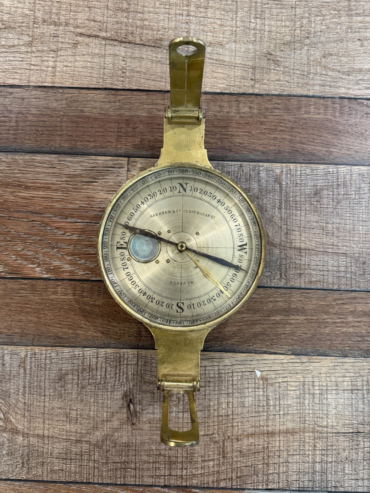 Antique Brass surveyor’s Compass Miners Dial Gardner co Glasgow Scotland