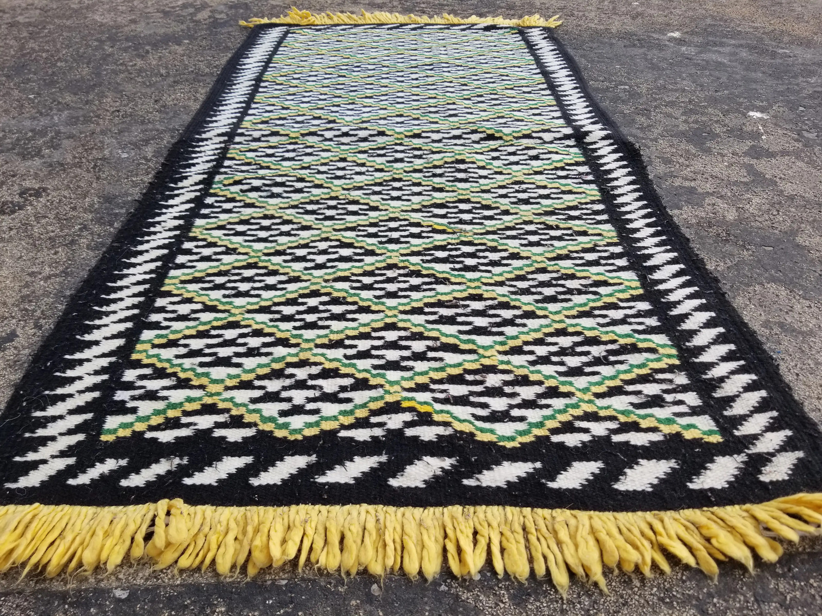 Vintage Traditional Handmade Oriental Wool Multicolor Kilim Rug 3.5×1.8 ft