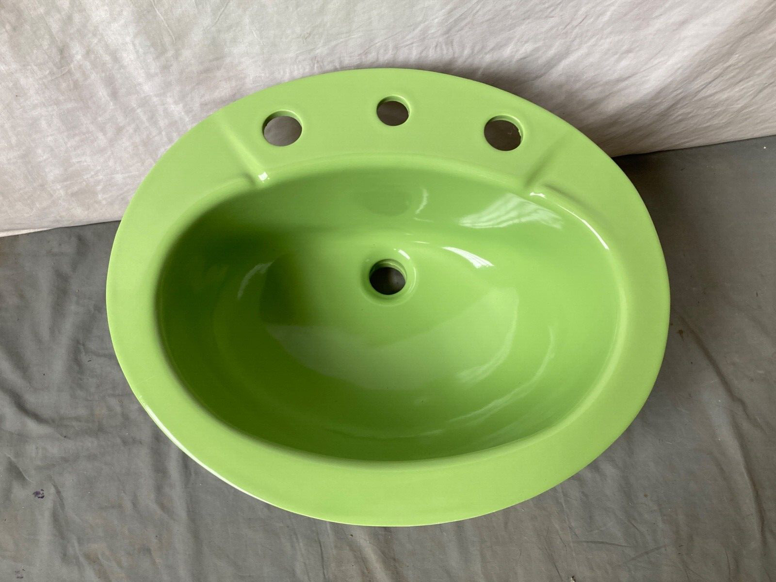 Vtg Ceramic Fresh Green Lime 16×19 NOS Kohler Drop In Bath Sink Retro 85-26E