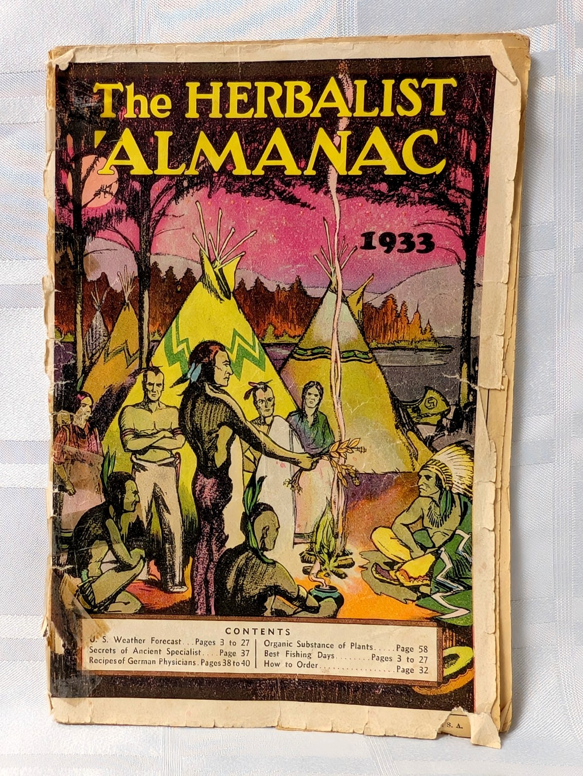 1933 THE HERBALIST ALMANAC PAPER REFERENCE BOOK NATIVE AMERICAN COVER NATURE