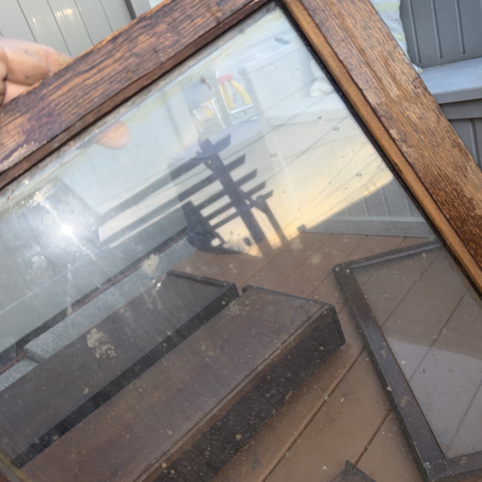 Antique Oak 2 Sections Barrister bookcase For Restoration Missing 2 Back Pieces