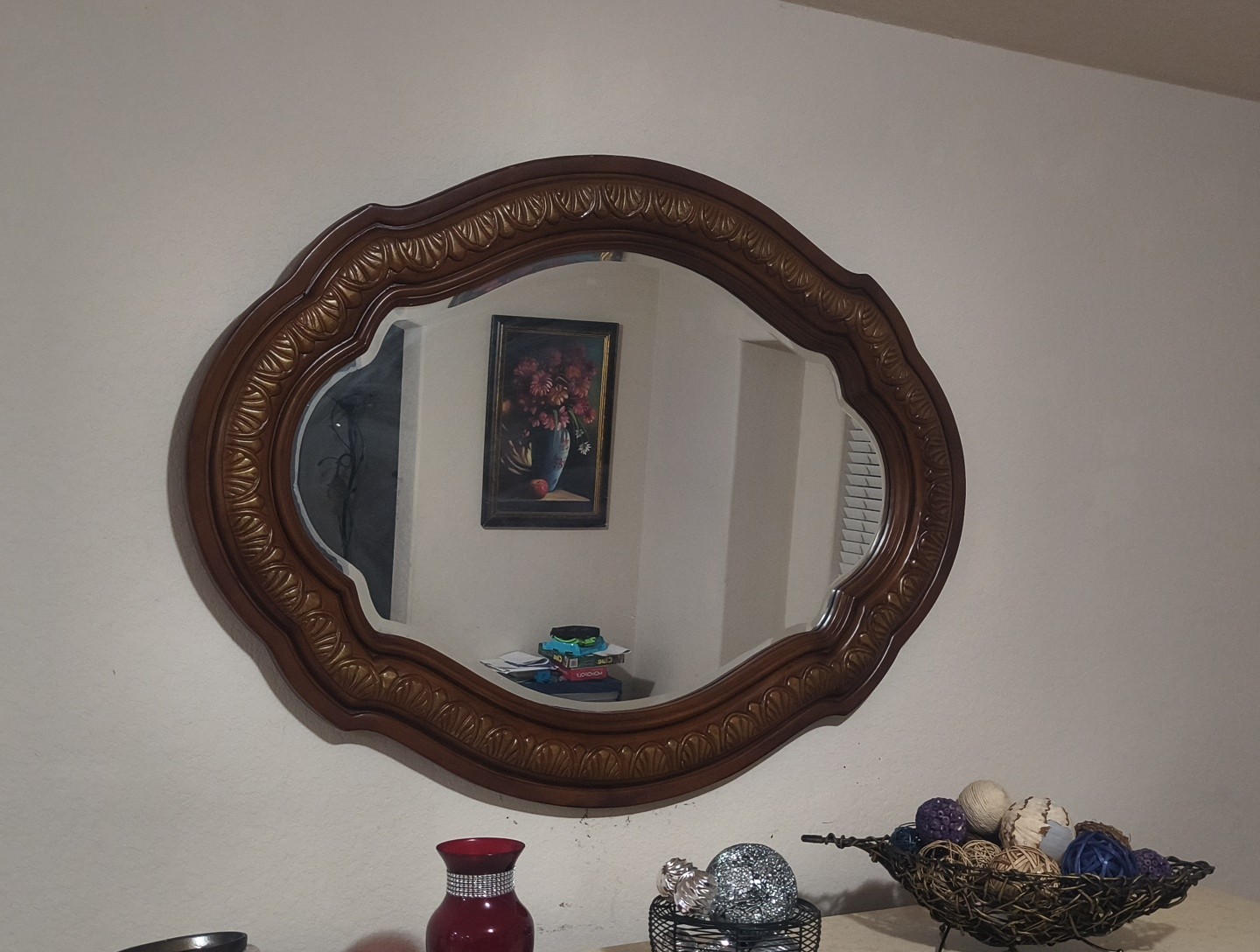Old Oval Wall Mirro Glass Mirror Vintage Style