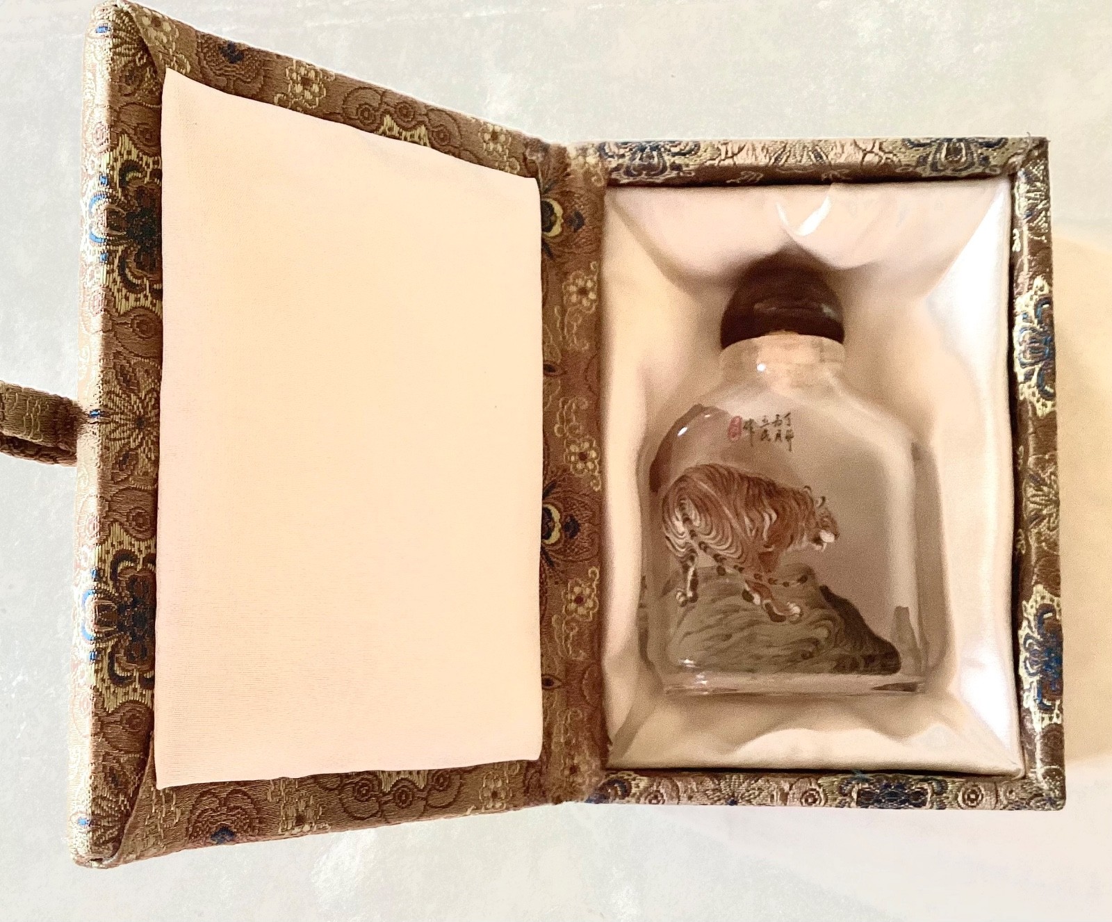 ~ Inside Reverse Painted Chinese Crystal Snuff Bottle – Tigers