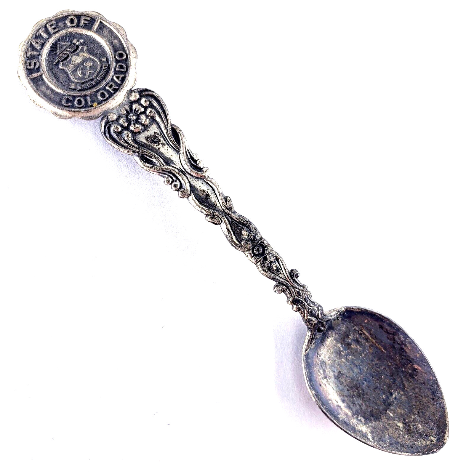 Vintage Sterling Silver 3.75″ STATE SEAL OF COLORADO Souvenir Spoon Western USA
