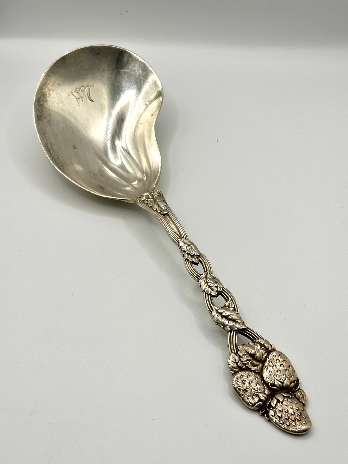 Tiffany & Co Strawberry Vine Sterling Silver Conch Shell Berry Spoon Monogrammed