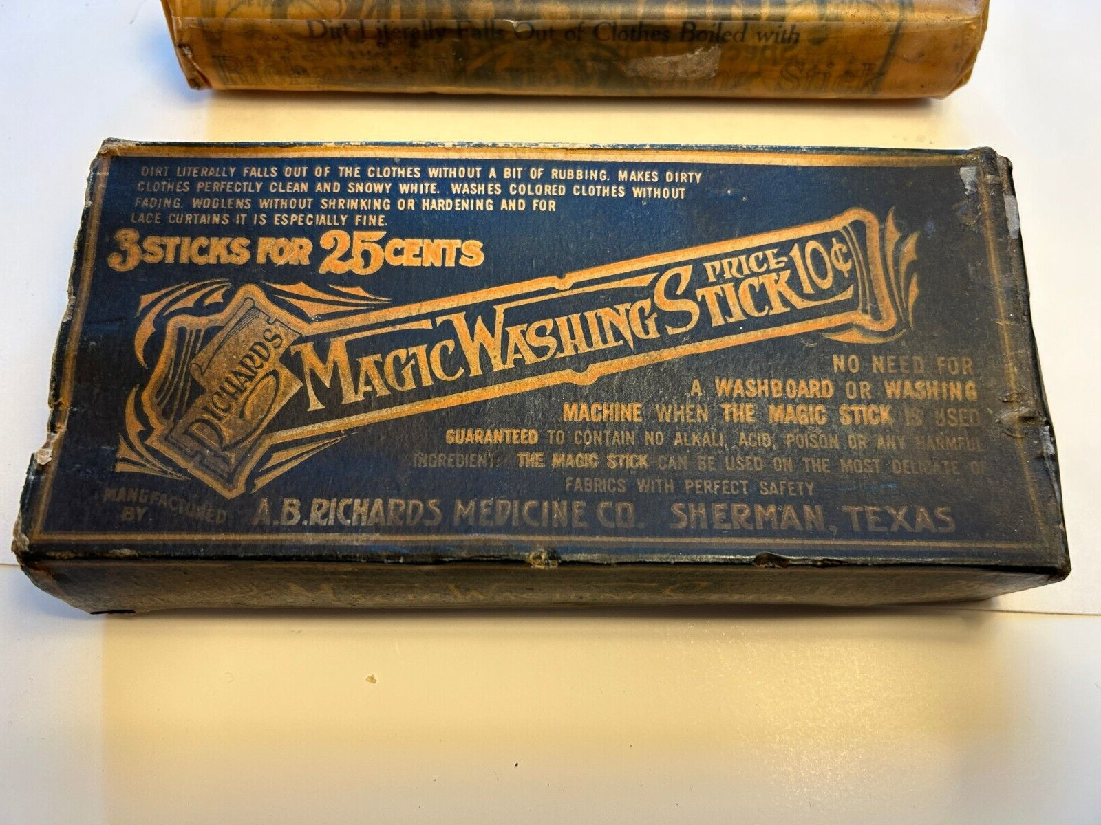 Sherman Texas Vtg Magic Washing Stick A.B. Richards Medicine Co. Rare Original