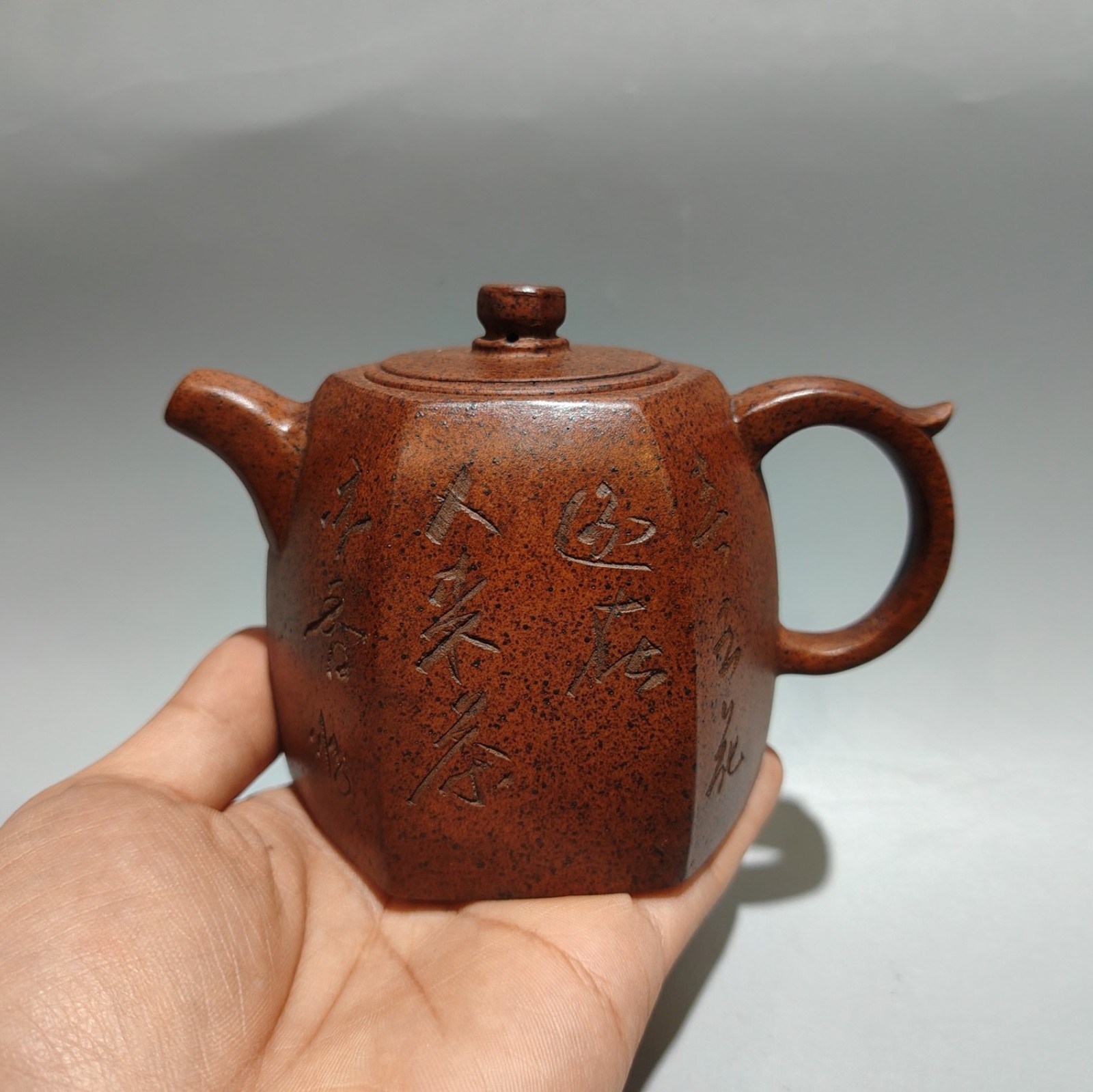 Chinese Yixing Zisha Teapot Teapots Green Tea Floral Bird Hexagonal Angular