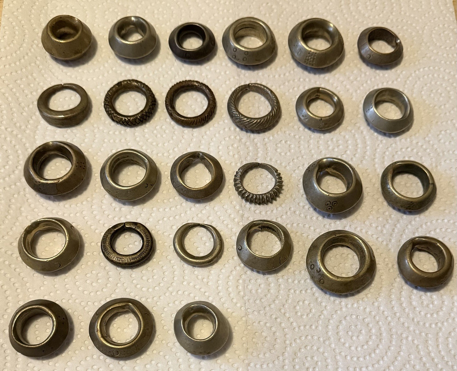 27 Antique Ethiopian Handmade Ethnic Brass Tribal Rings Lot Ethiopia, Africa