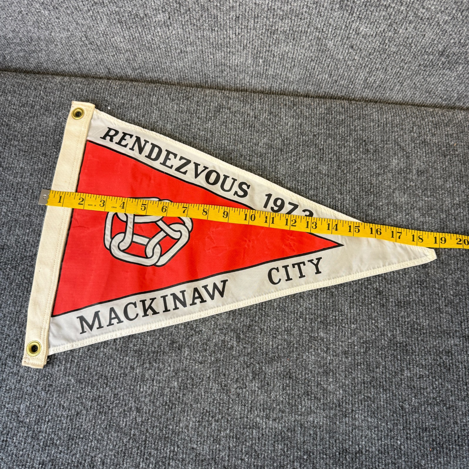 Vintage 70’s Mackinaw Yacht Club Flag Pennant 1973 Rendezvous Great Lakes Rare
