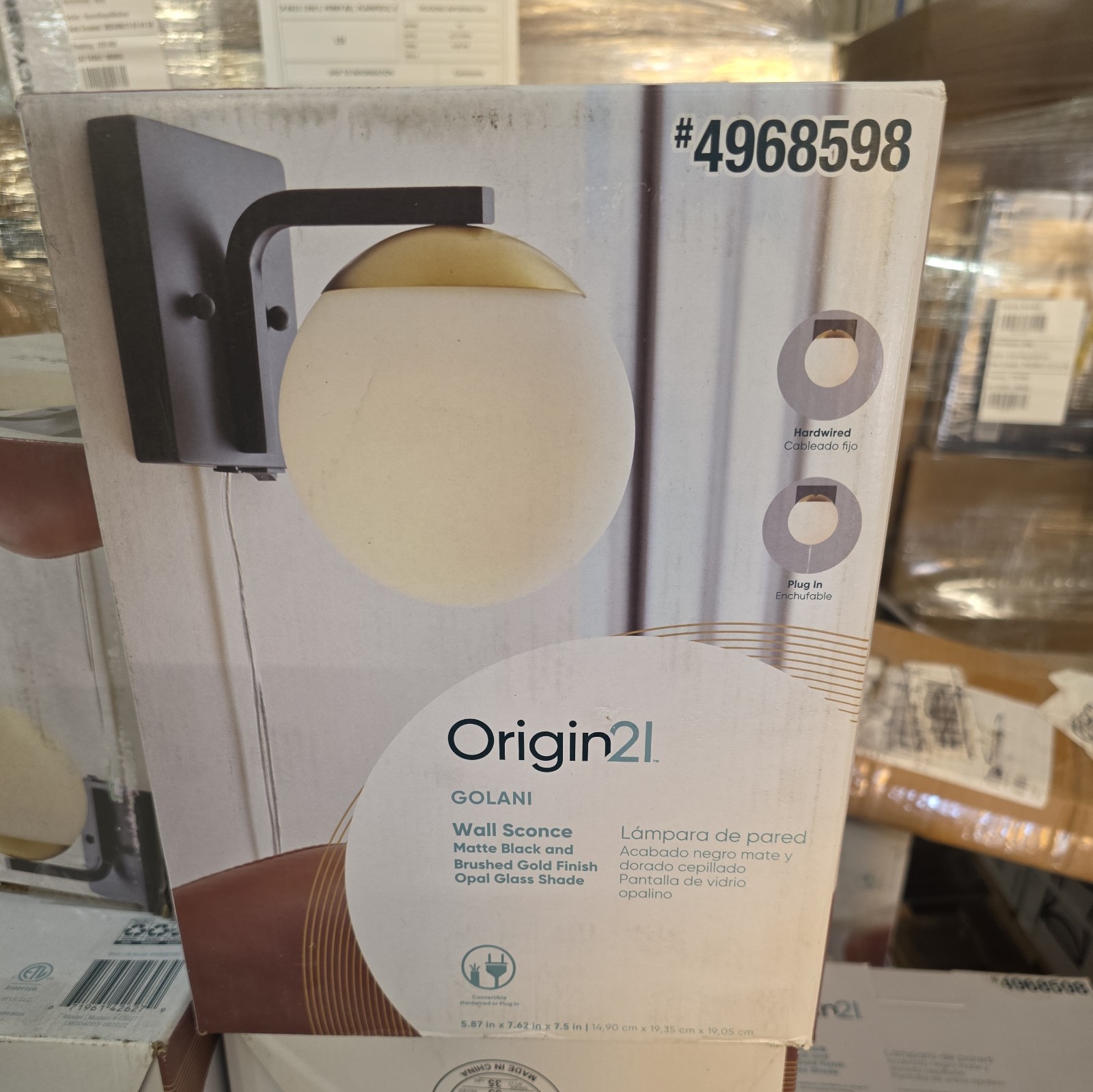 0102-New Origin 21 Golani Wall Sconce Matte Black Brushed Gold Finish