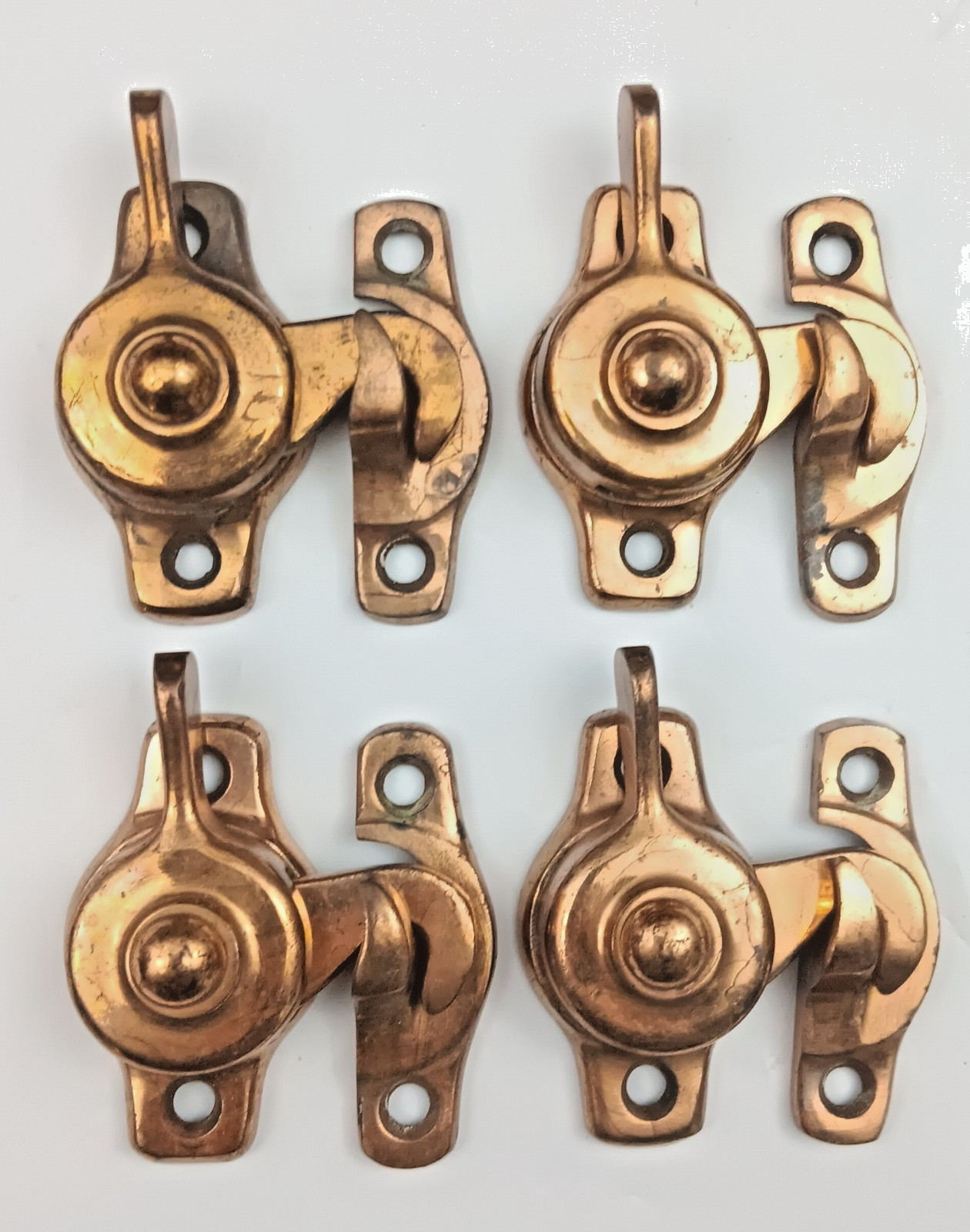 Lot of 4 -Vintage Window Sash Locks Phelps Pattern No. 2992 Brass Bronze