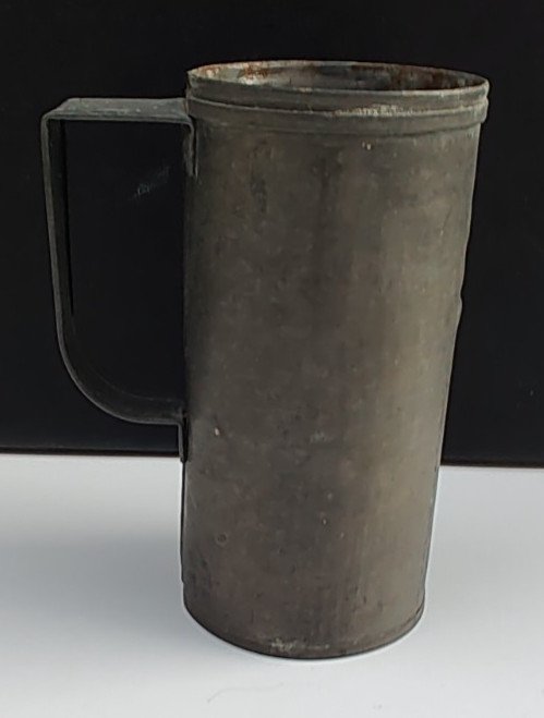 Antique European Cream Measuring Cup, Galvanized Metal LITRO Measures, Litro LS
