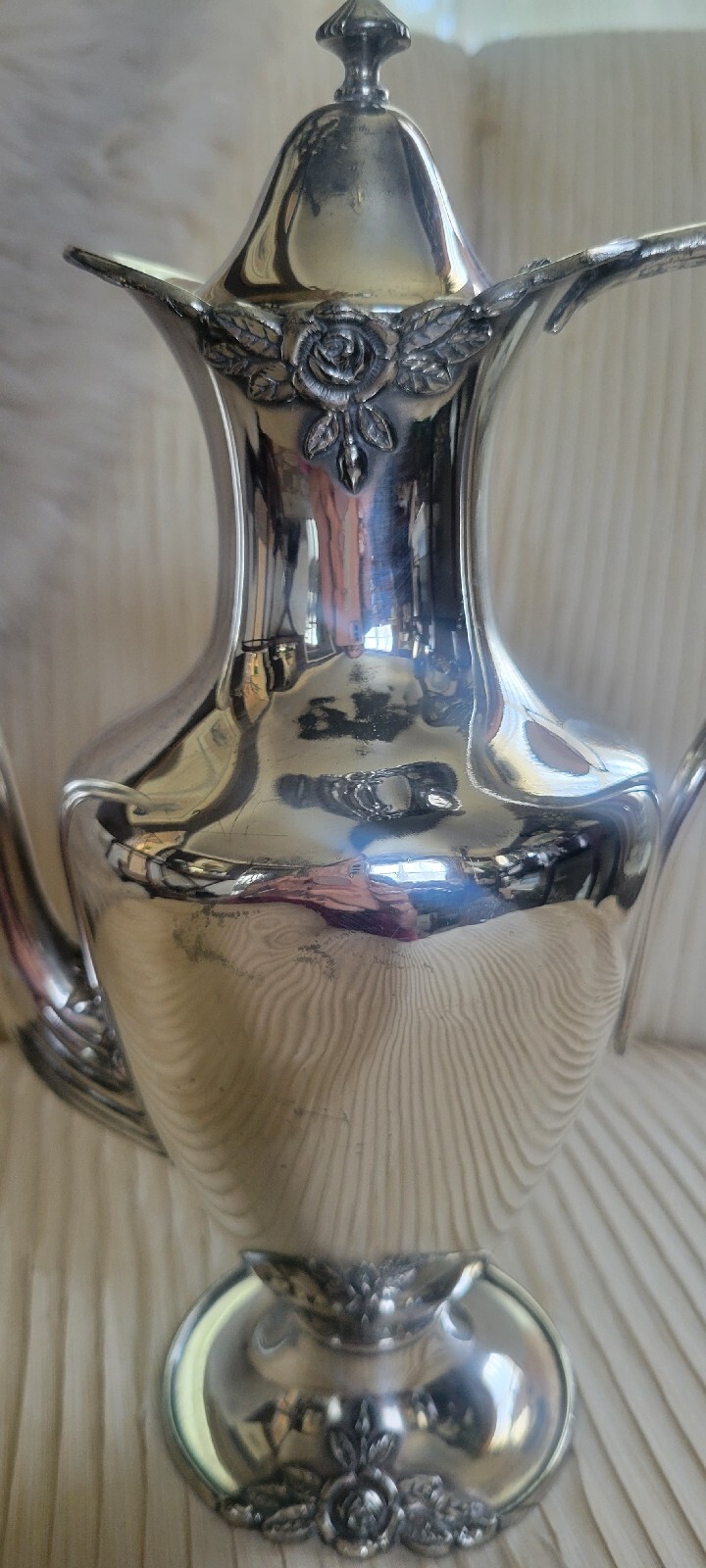 Vintage Eureka Silver Co Quadruple Plate 1004 Silver Plate Rose Coffee Pot
