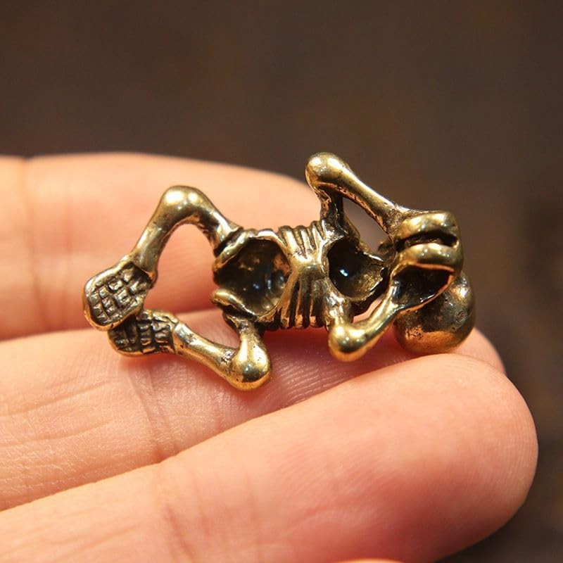 Mini brass creative human skeleton statue key chain pendant pendant handicraft