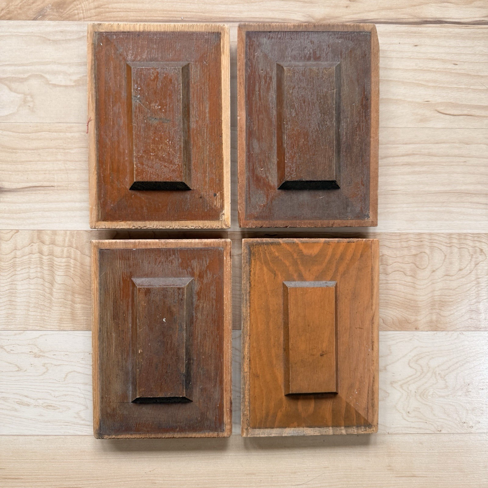 4 Vintage Door Panels Inserts 5×7” Architectural DIY Stained And Painted