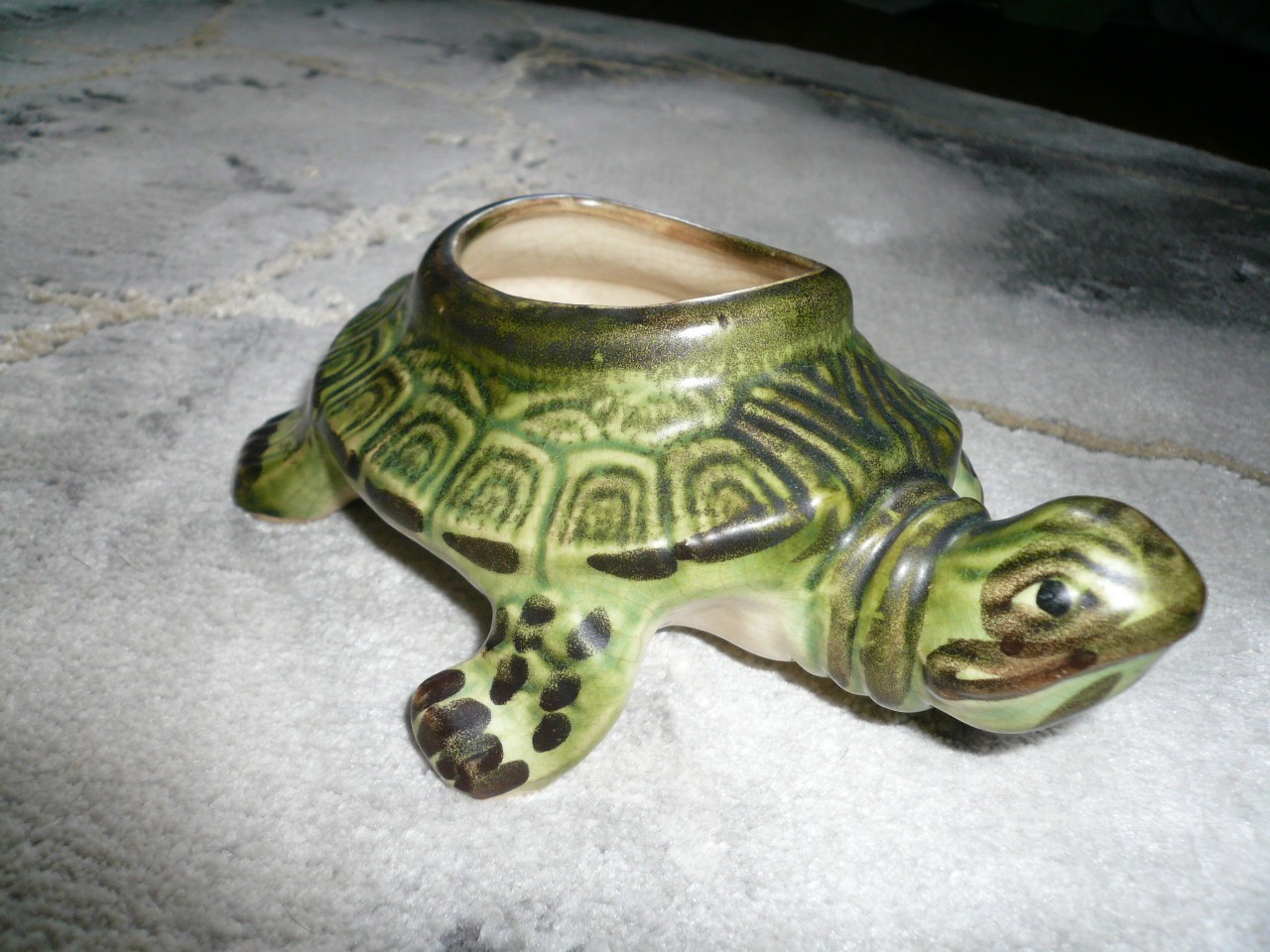 BRUSH McCOY ART DECO GARDEN POTTERY FABULOUS OLD TURTLE PLANTER 7 1/2″ LONG