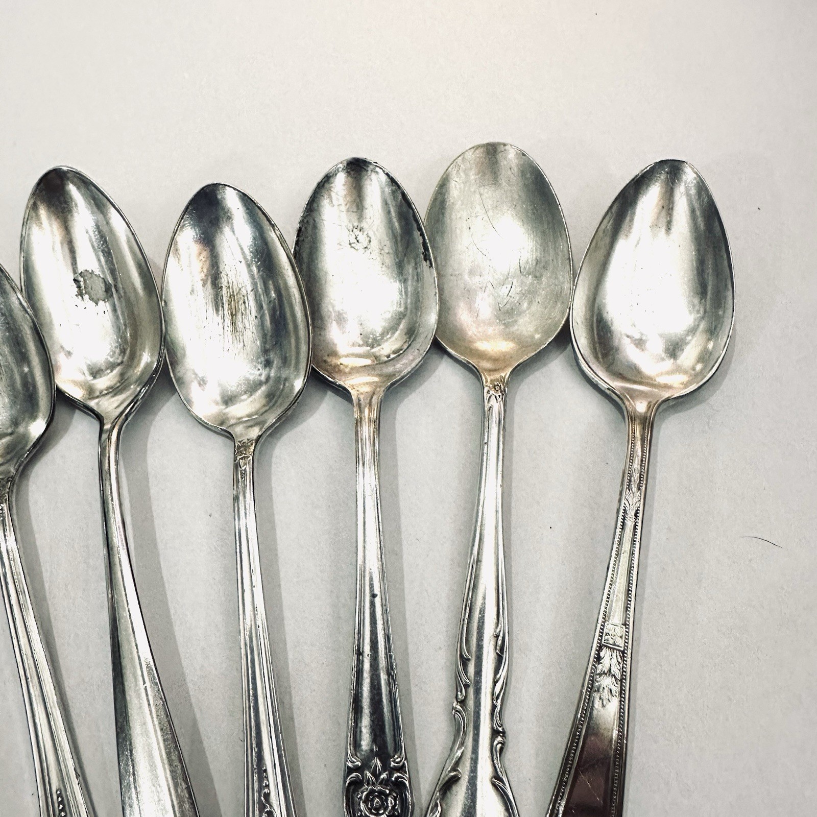 9 Silverplate Teaspoons Flatware Silverware Arts Crafts use Mixed Mismatched vtg