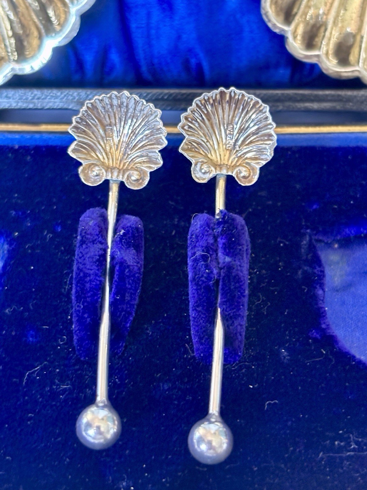 Full Set Edwardian Silver Salts & Spoons Fitted Case 1904 WILLIAM HENRY LEATHER