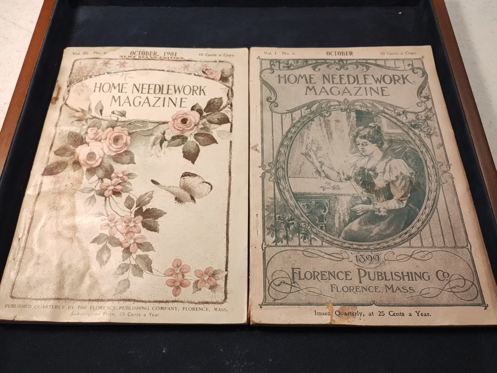Pair (2) Home Needlework Magazine (1899 & 1901) First Edition