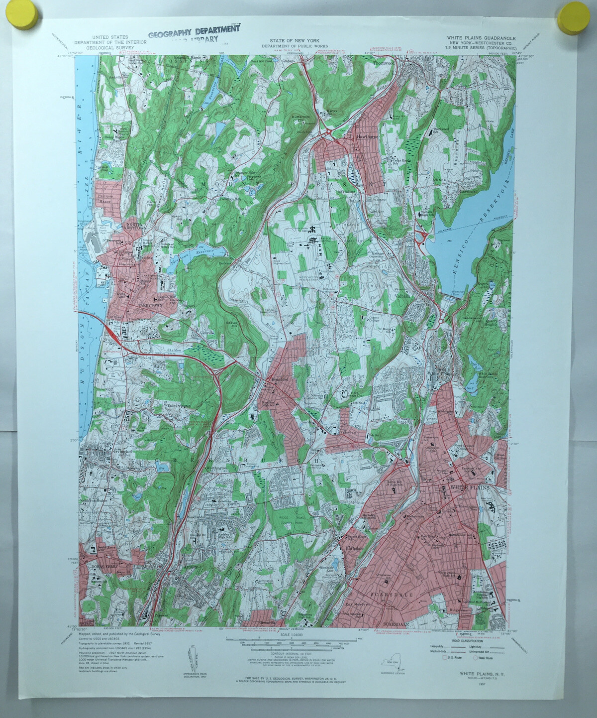 West Plains Quadrangle New York Westchester County 1957 Geological Survey Map