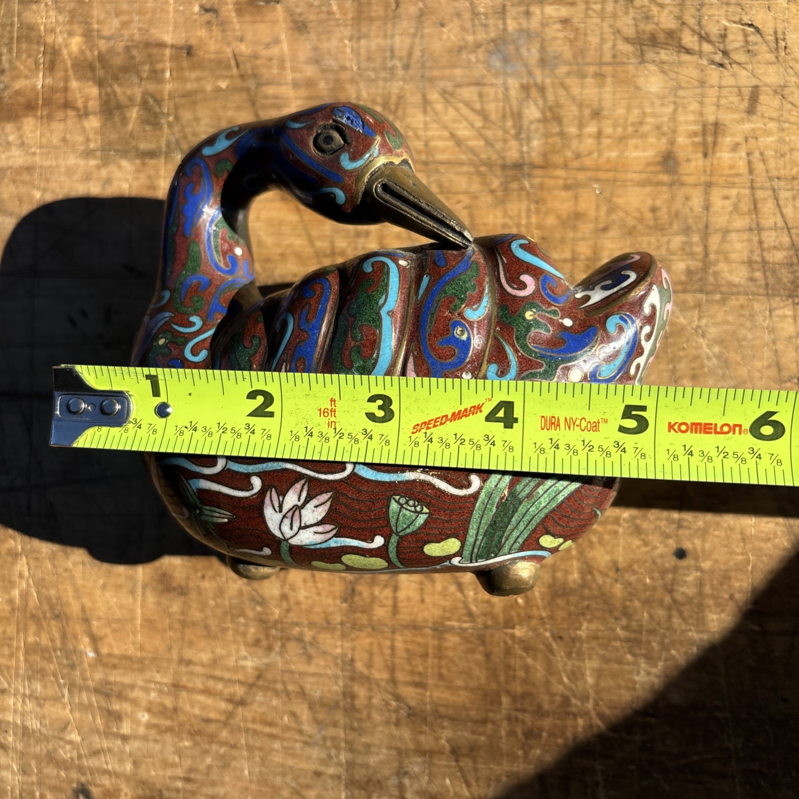 Vintage Chinese Cloisonné Duck Trinket Box. READ DESCRIPTION