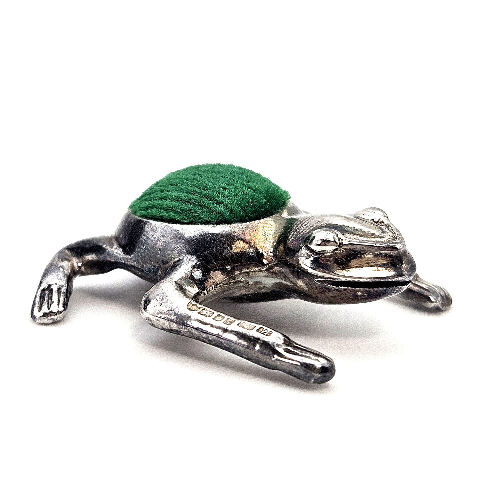 Antique 1912 Birmingham Sterling Silver Frog Pincushion Adie Norman