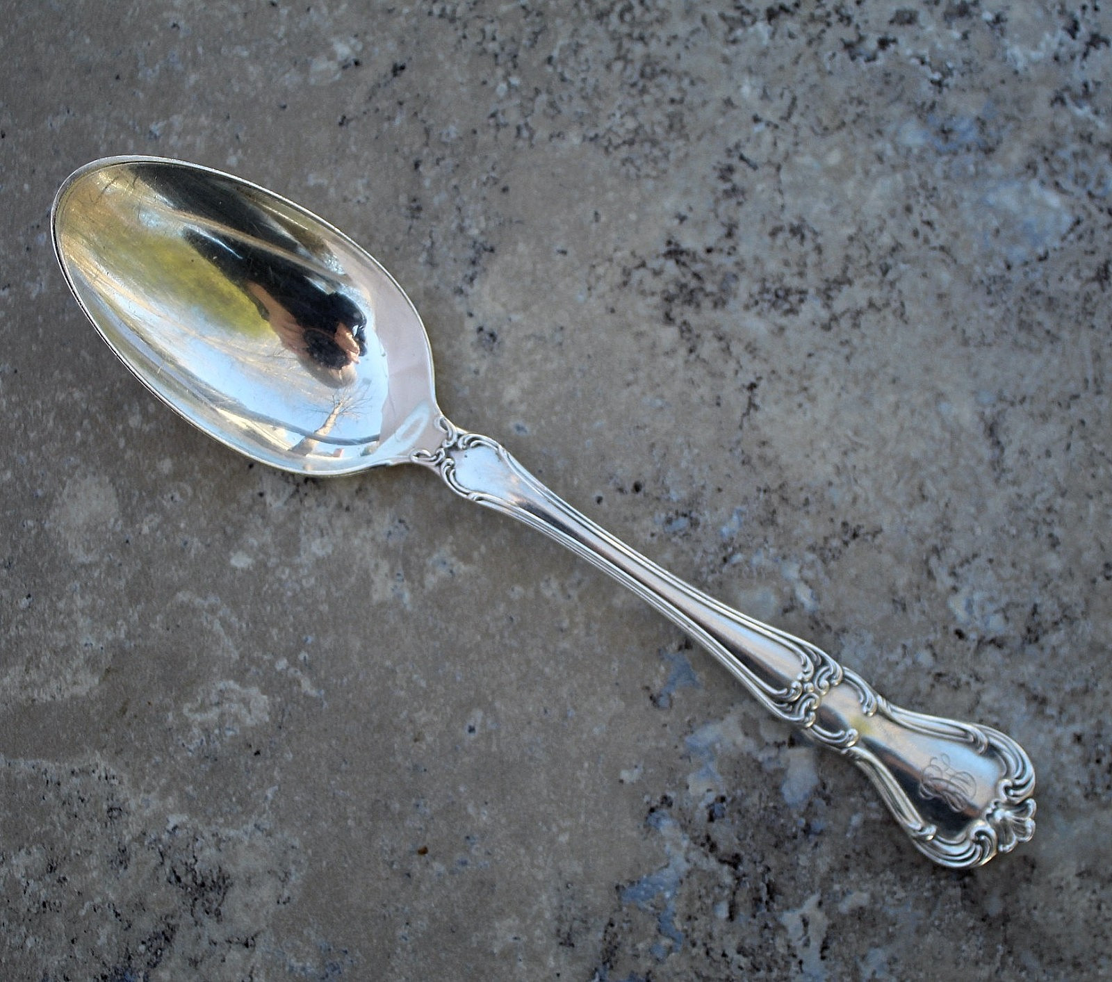 Gorham Sterling 7″ Oval Soup/Dessert Spoon, Buckingham Pattern, 1910, Monogram