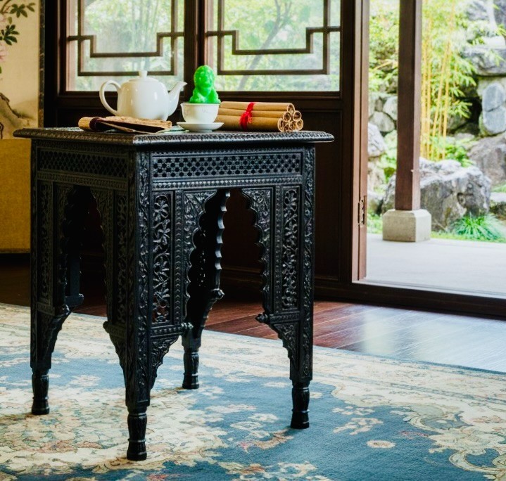 Rare 1880’s Liberty & Co. Moorish Mashrabiya Carved Fretwork Rosewood Tea Table