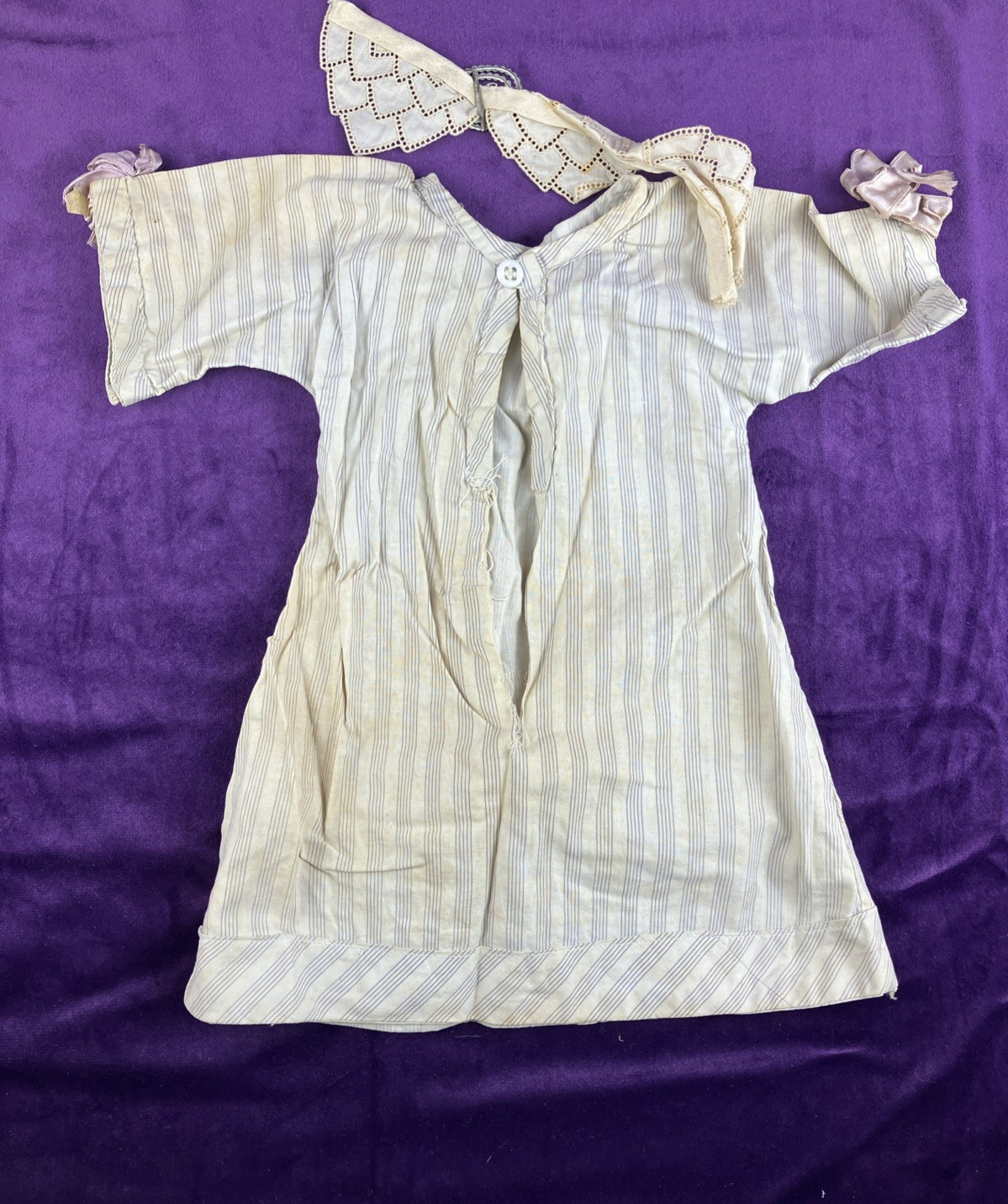 Antique Mid – Late Victorian Pocket Print Doll Dress 1870s
