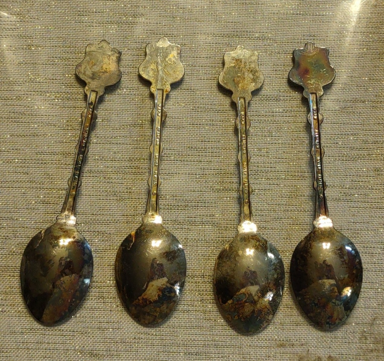 WAPW Lot Of 4 United Kingdom Countries Silver Plate Tea Spoons