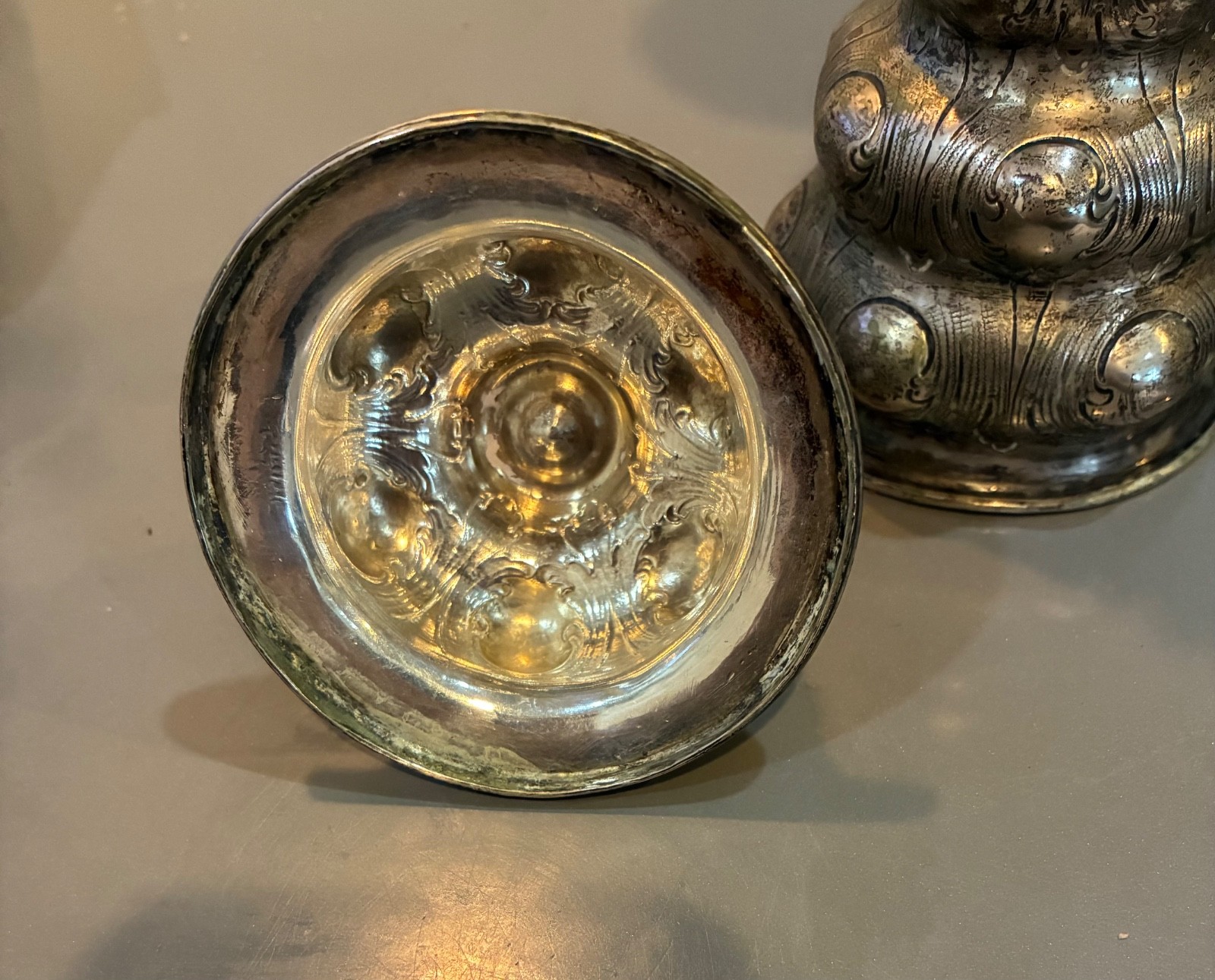 18th c German figural large silver standing cup and cover hallmarked 10.5″