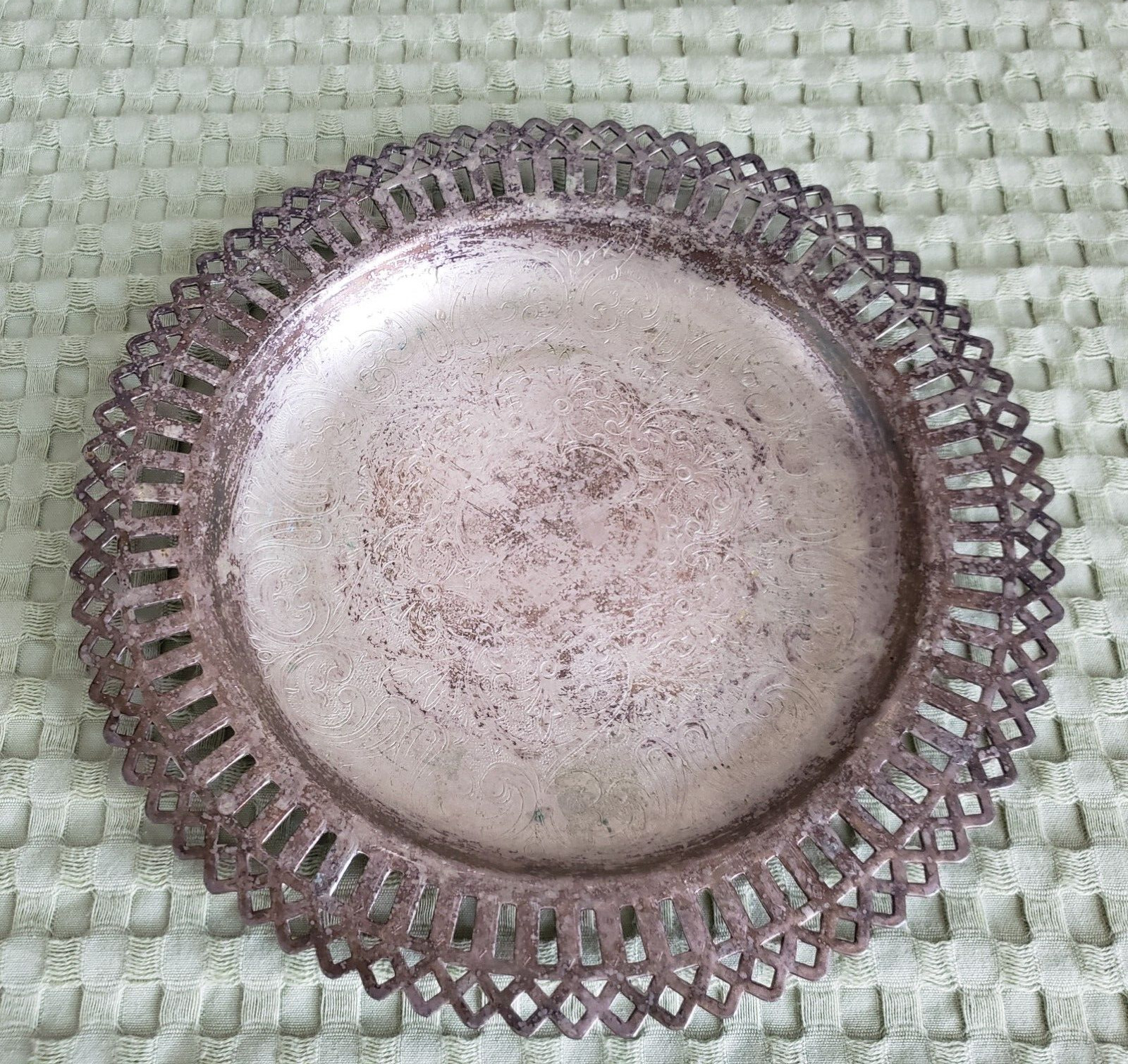 Vintage ACADEMY Silver on Copper Platter Bowl Dish 9.75”