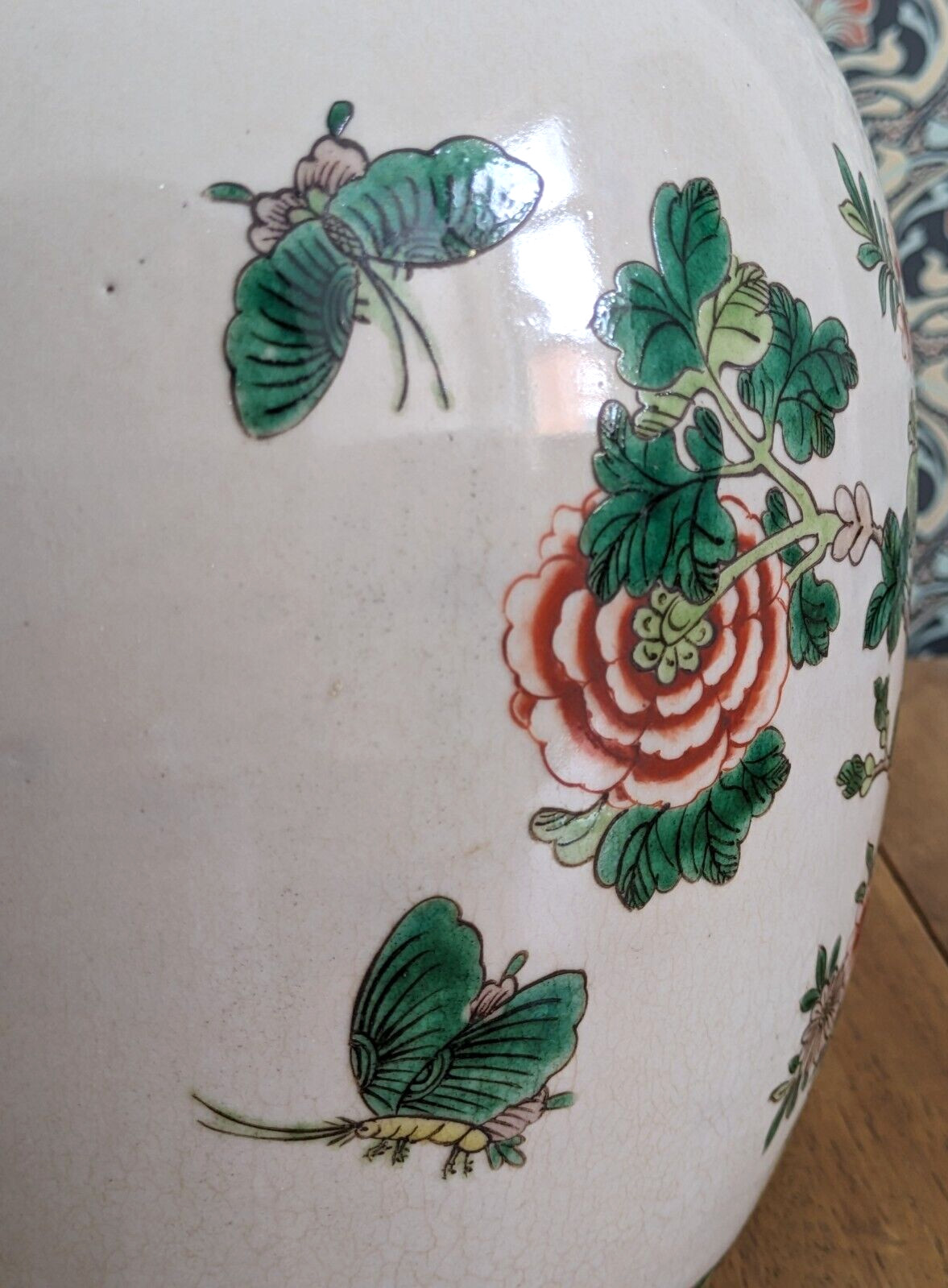 19th Century Chinese Famille Verte Porcelain Qing Kangxi Ginger Jar Antique 35cm