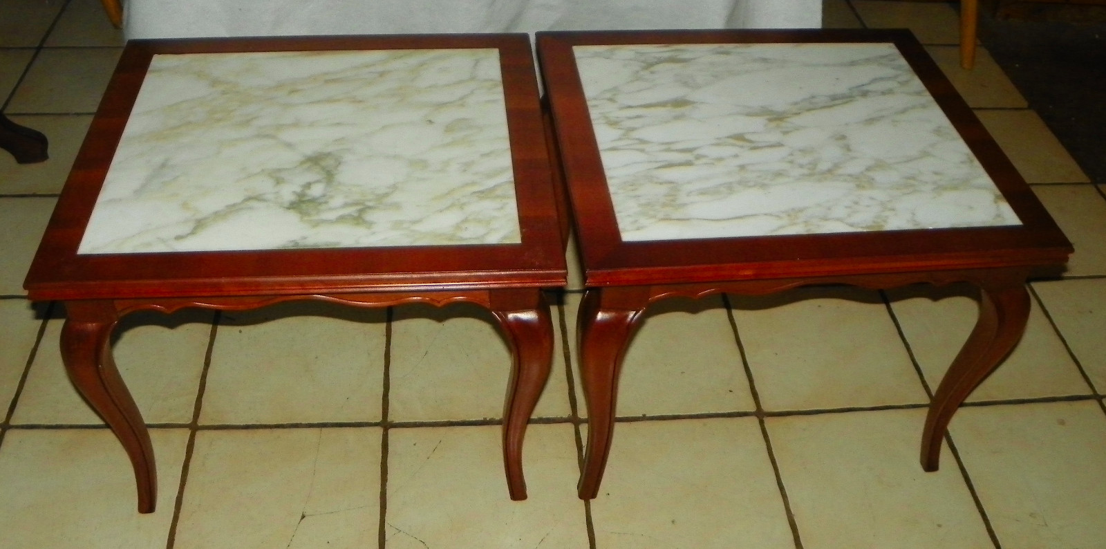 Cherry Mid Century Marble Top End Table by Berkey Widdicomb 1 table (ET42)