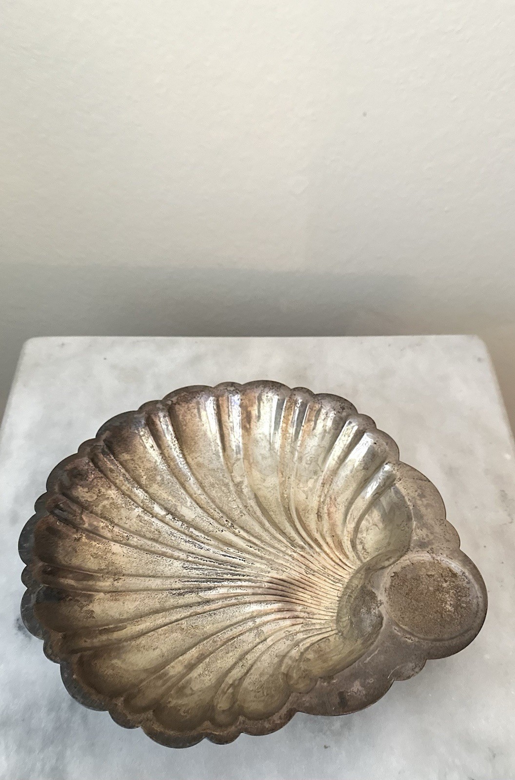 VTG Silver Plated Scallop Shell Footed Bowl Coastal Victorian Centerpiece Decor