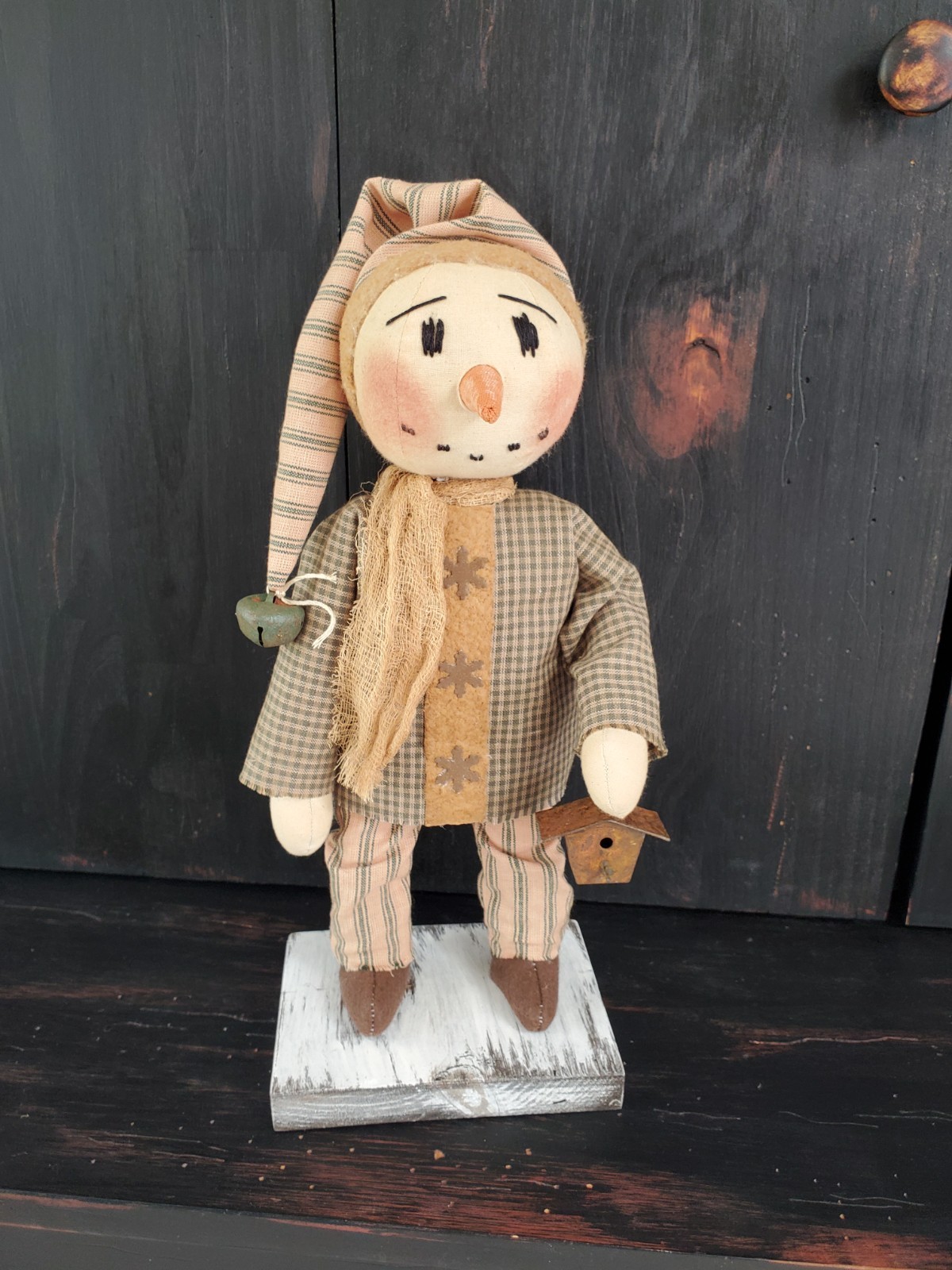 Primitive Christmas snowman doll, Christmas doll, Christmas snowman
