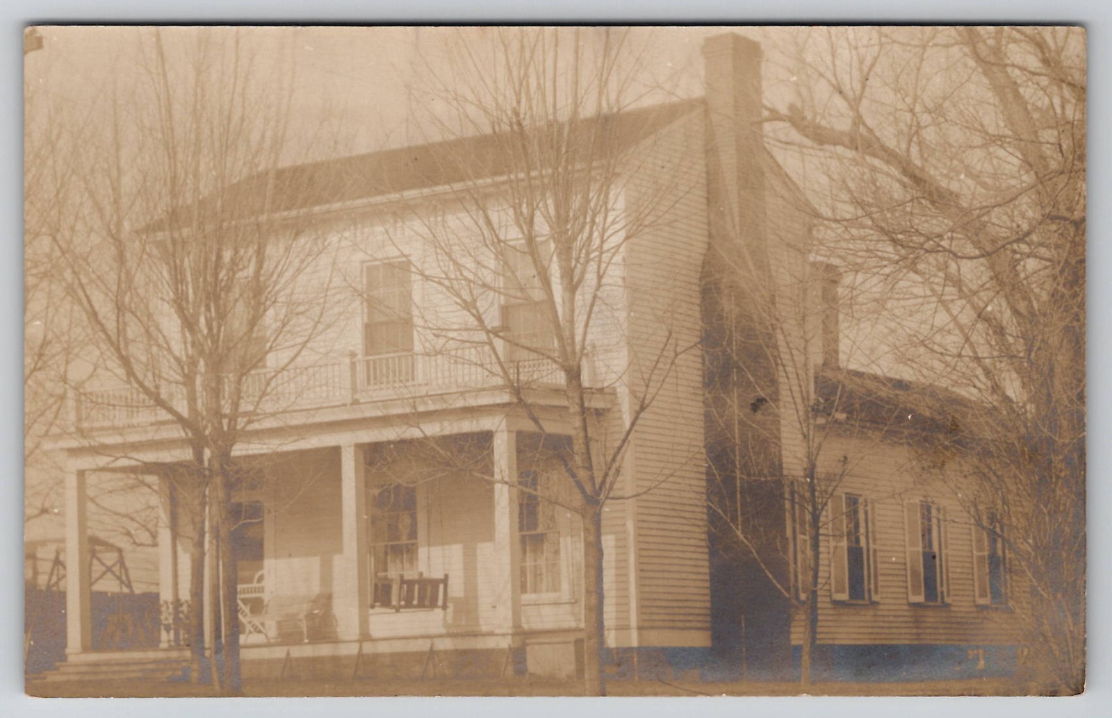 Vintage Gibson House Photo Mellos Home Antique Sepia Photograph Written Names