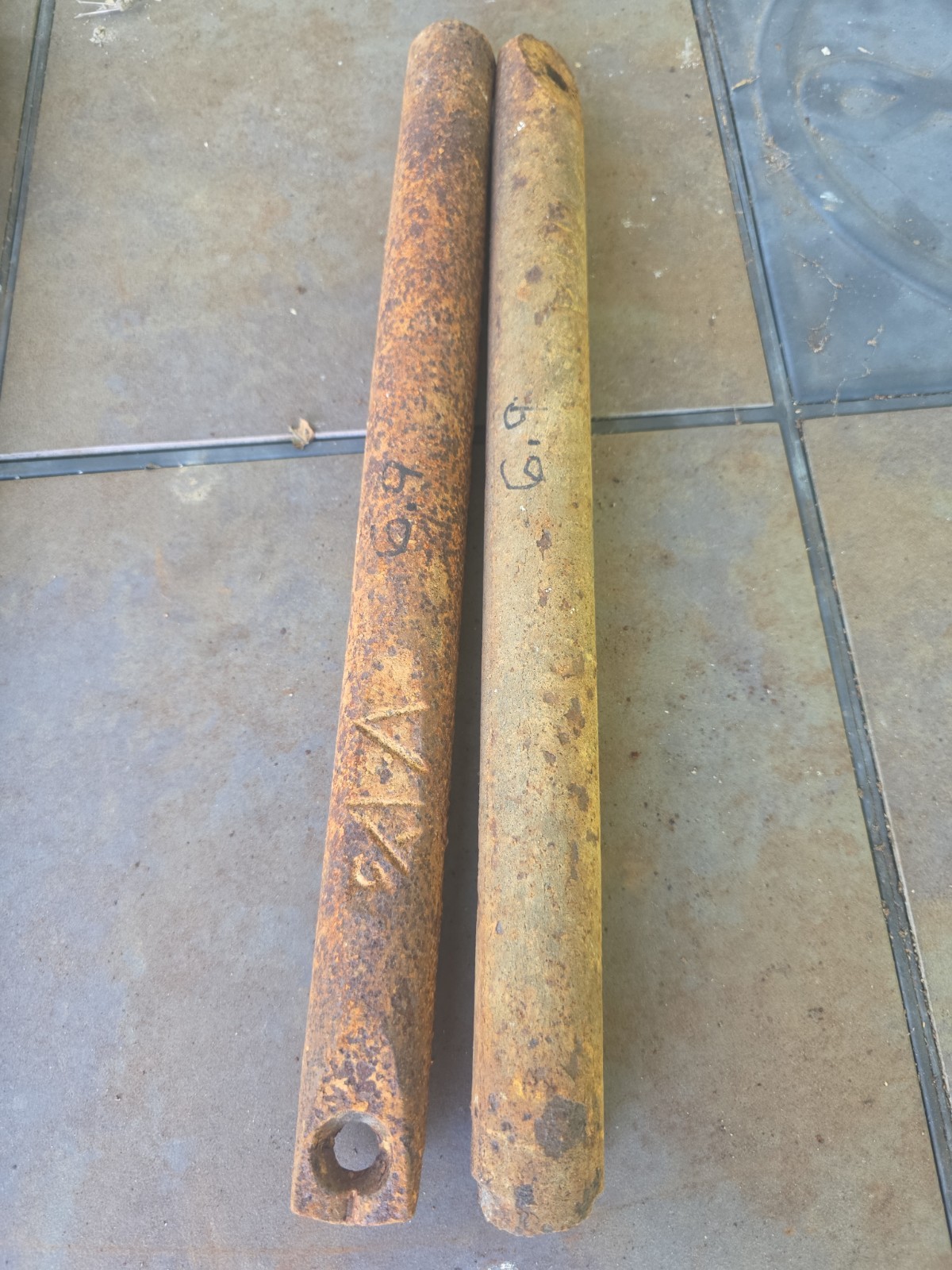 Lot of 2 Antique Old Cast Iron Window Sash Weights 6.9 lbs Each.