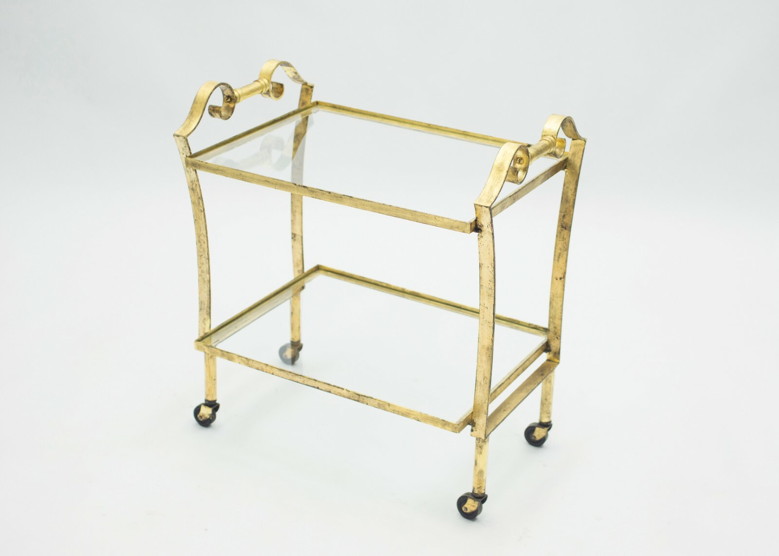 French neoclassical Maison Ramsay gilded iron bar cart 1940s