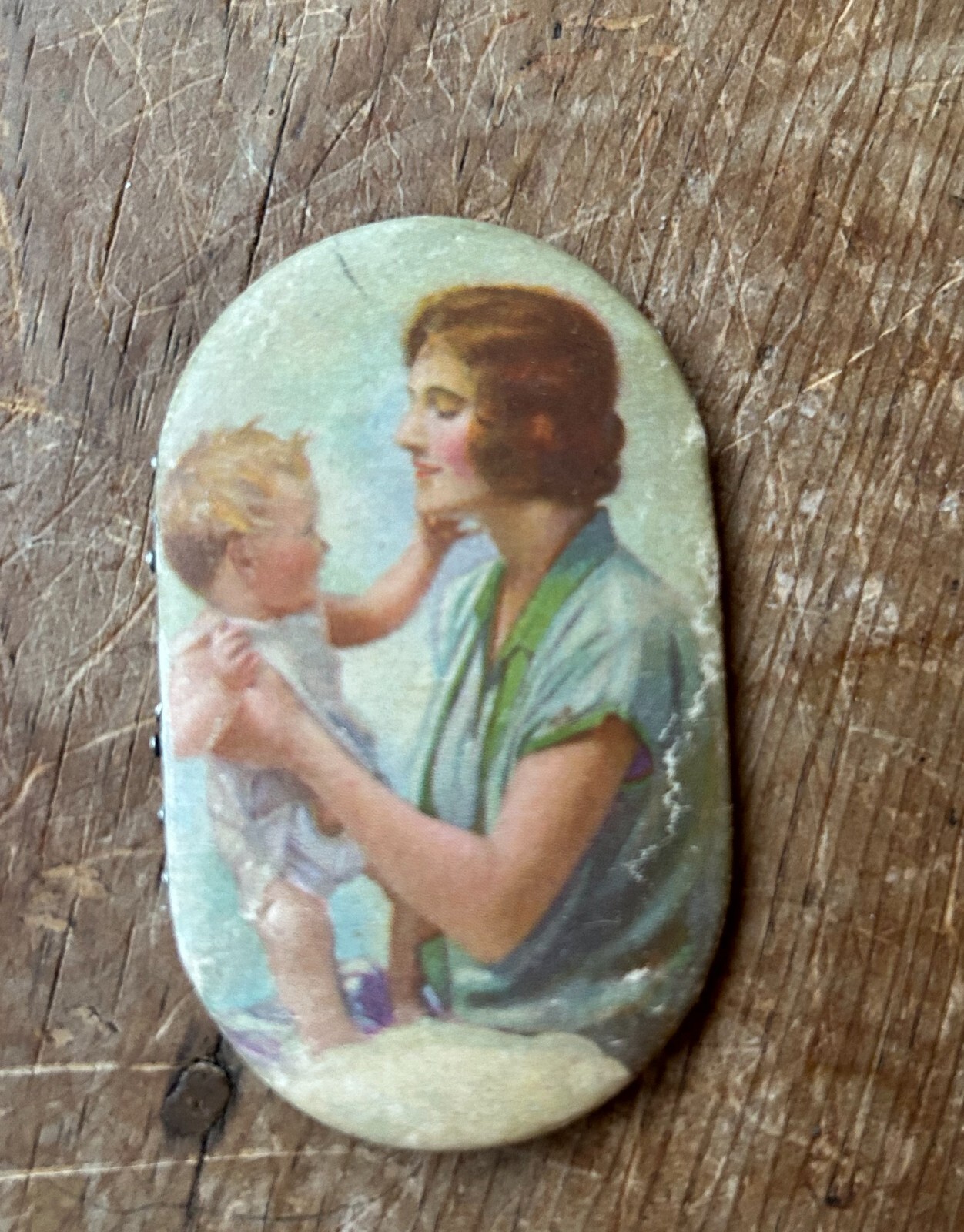 Antique cardboard pin holder Prudential Insurance Advertising Mother and Baby