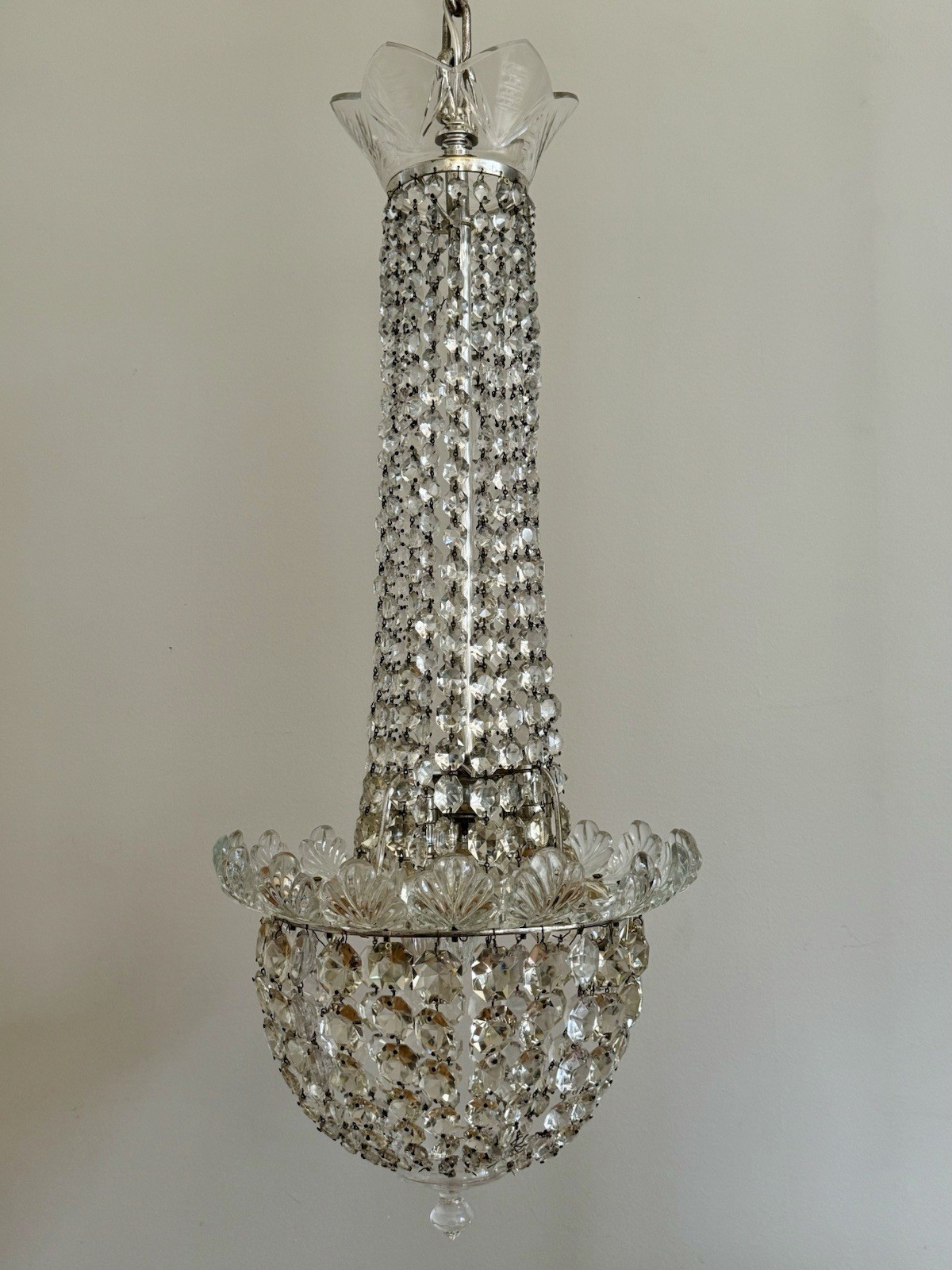 Antique Crystal Beaded Biedermeier Chandelier Tent Bag
