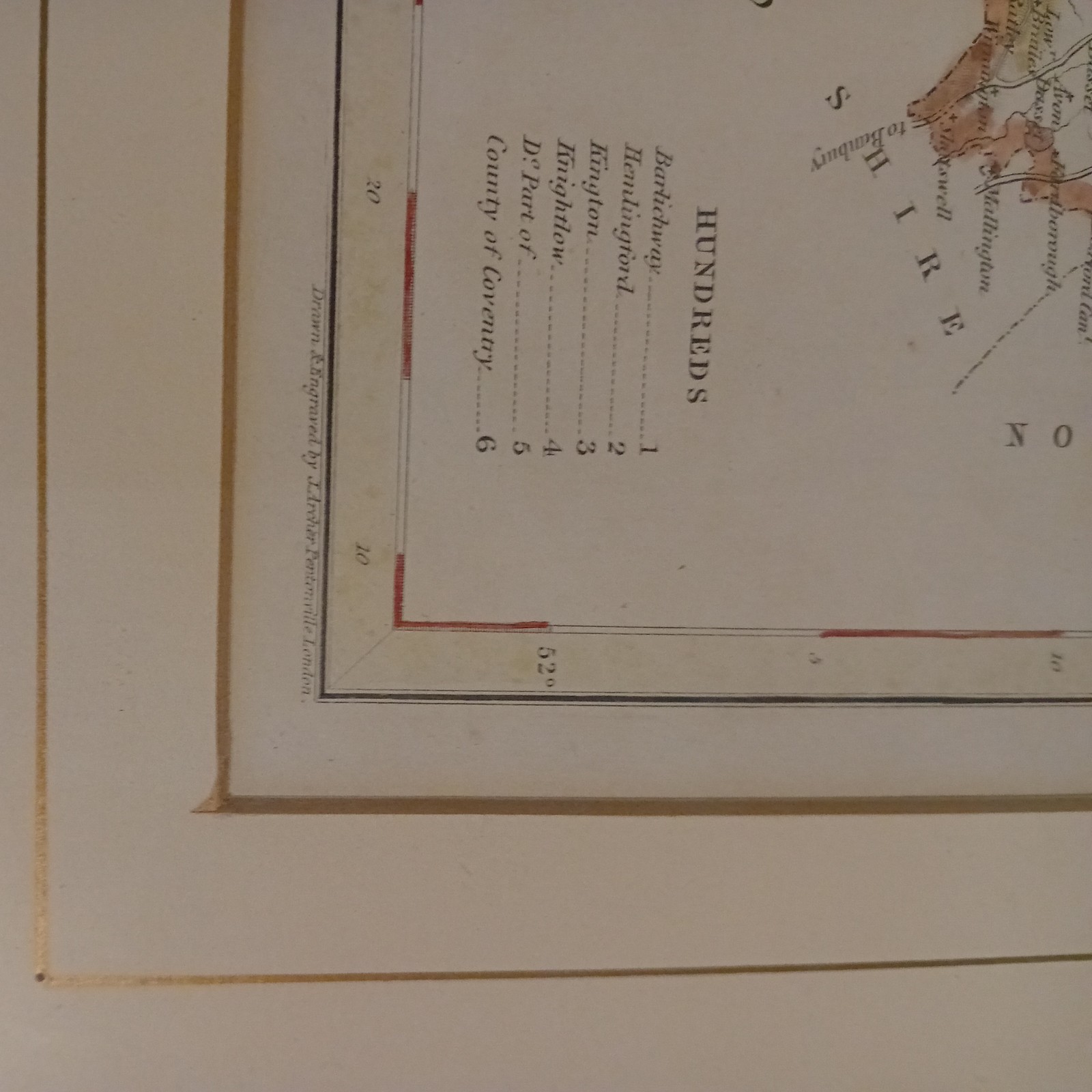 Original Antique Map of WARWICKSHIRE) c1850s – J Archer – County Hand Coloured