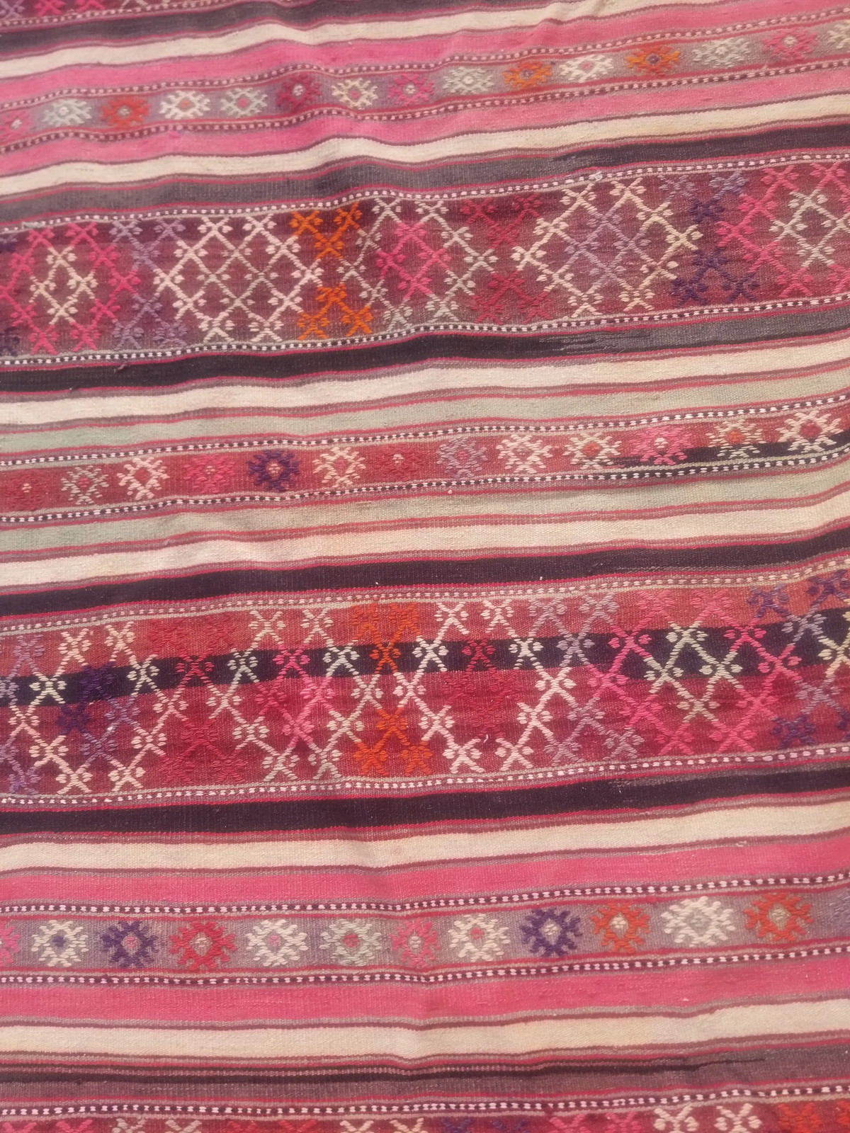 Vintage Traditional Handmade Turkish Wool Multicolor Kilim 6.7×4.7 ft