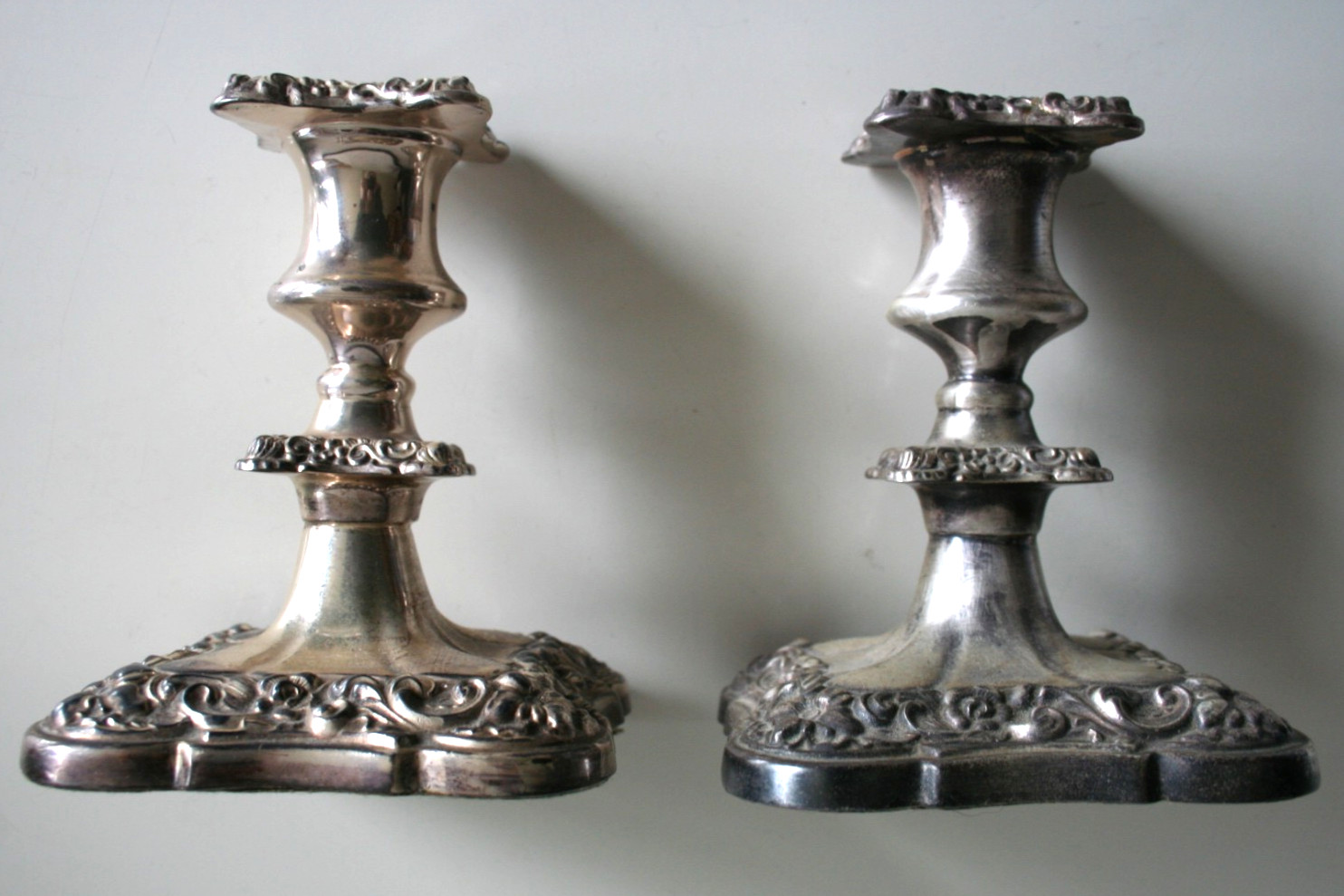 Benedict Proctor Silverplate Ornate Candlestick Holder PAIR 2446 Floral