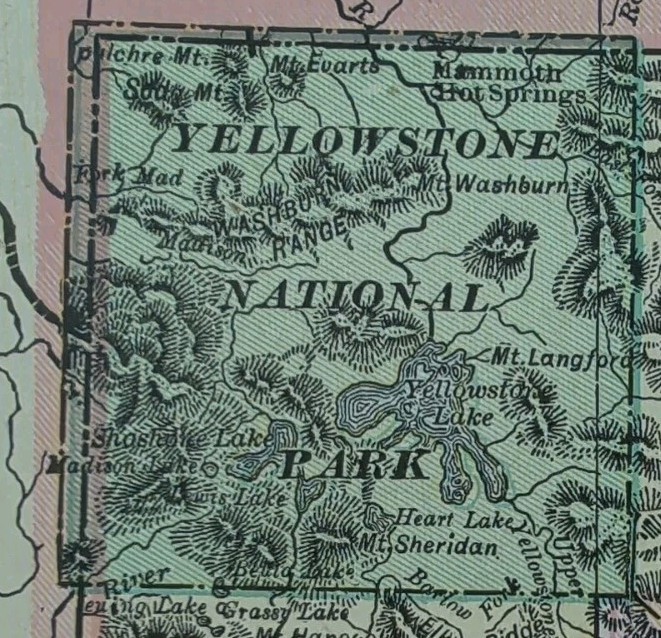Vintage 1901 WYOMING Map 14″x11″ Old Antique Original YELLOWSTONE NATIONAL PARK
