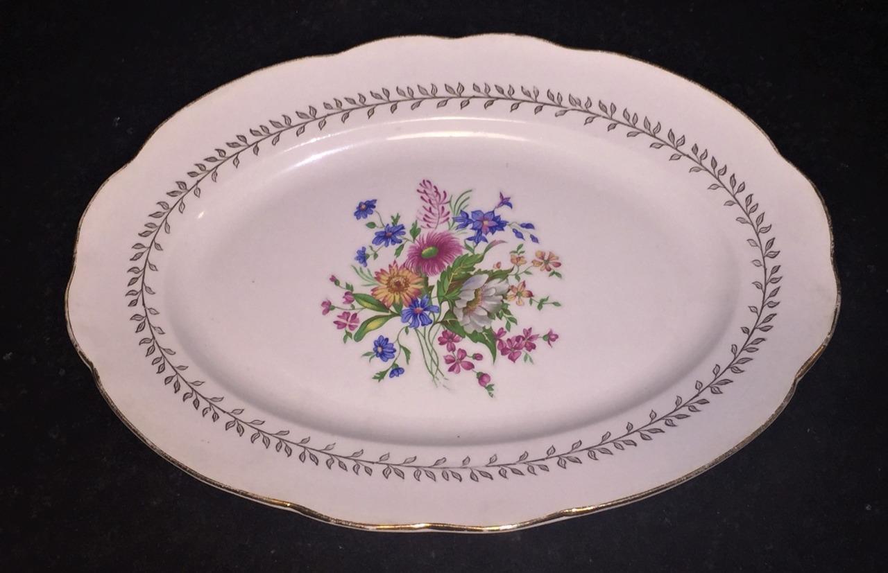Pretty French 19th C Gien ‘Quelques Fleurs’ Oval Plate C 1860+